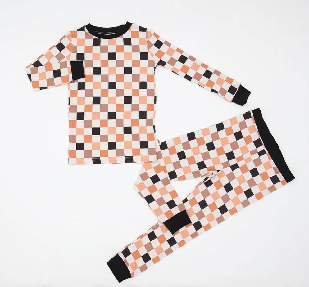 Dark Checkered Bamboo Pajamas Set