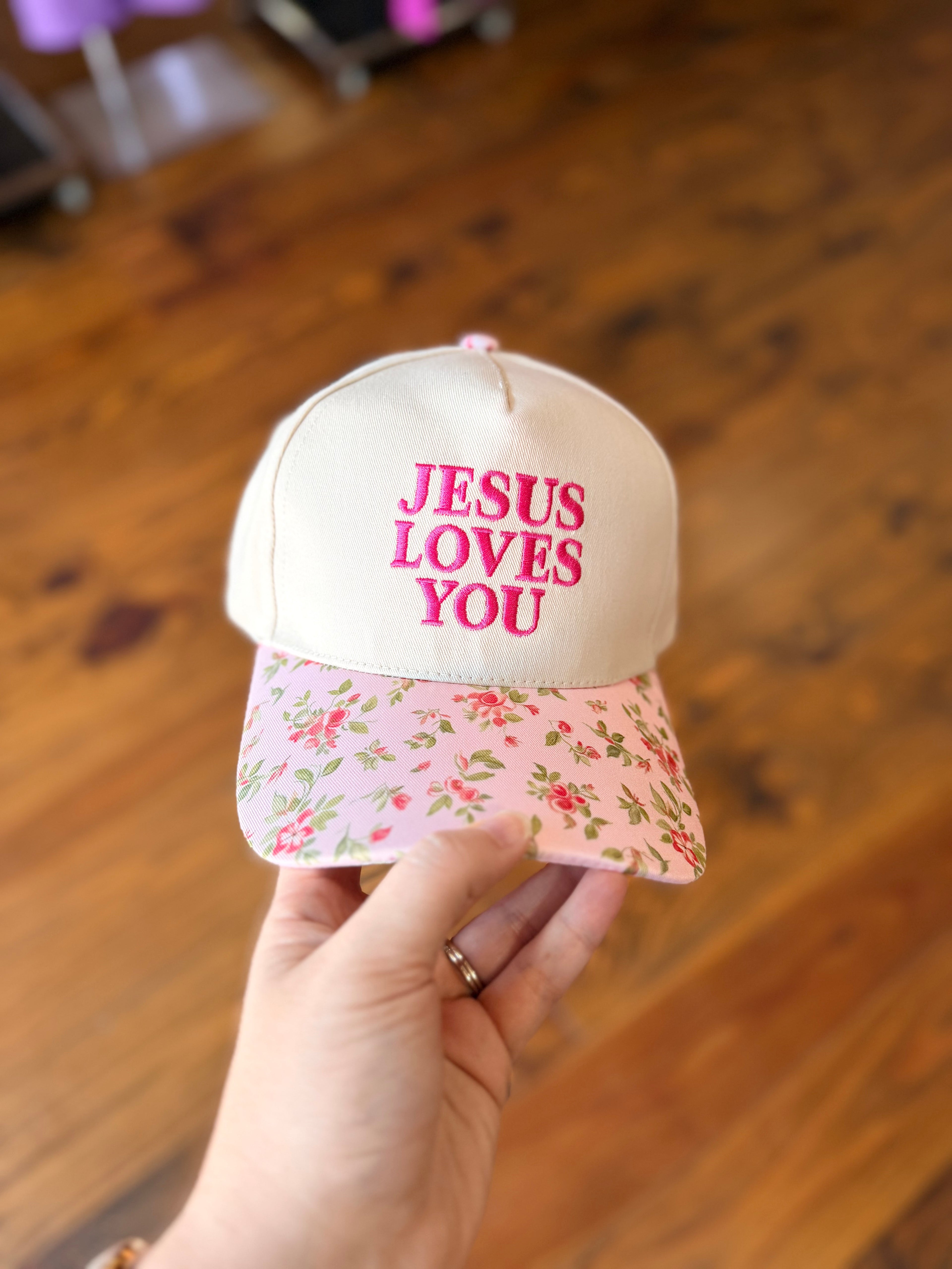 Jesus Loves You Hat - Floral