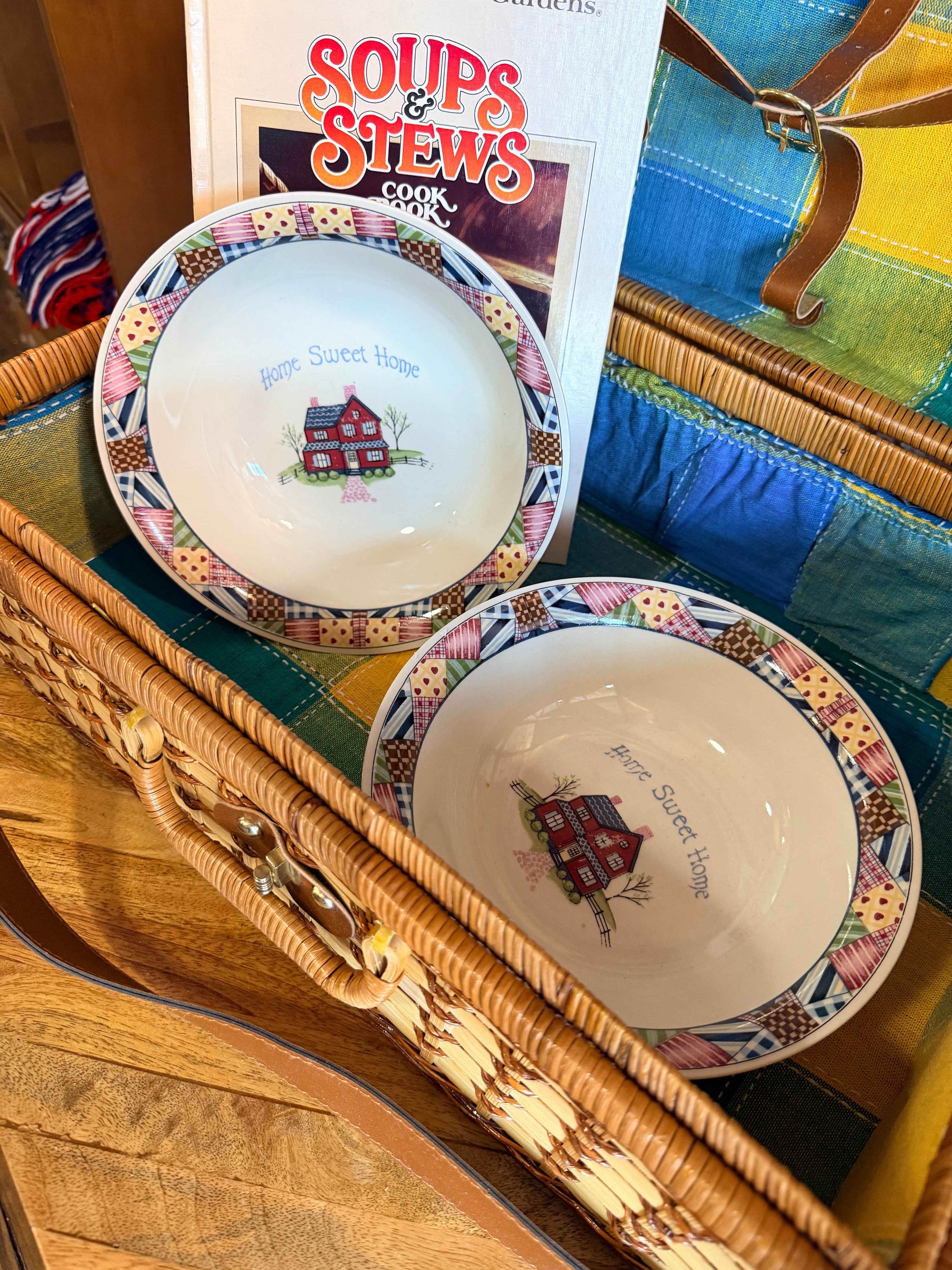“Home Sweet Home” Patchwork Stoneware Bowl