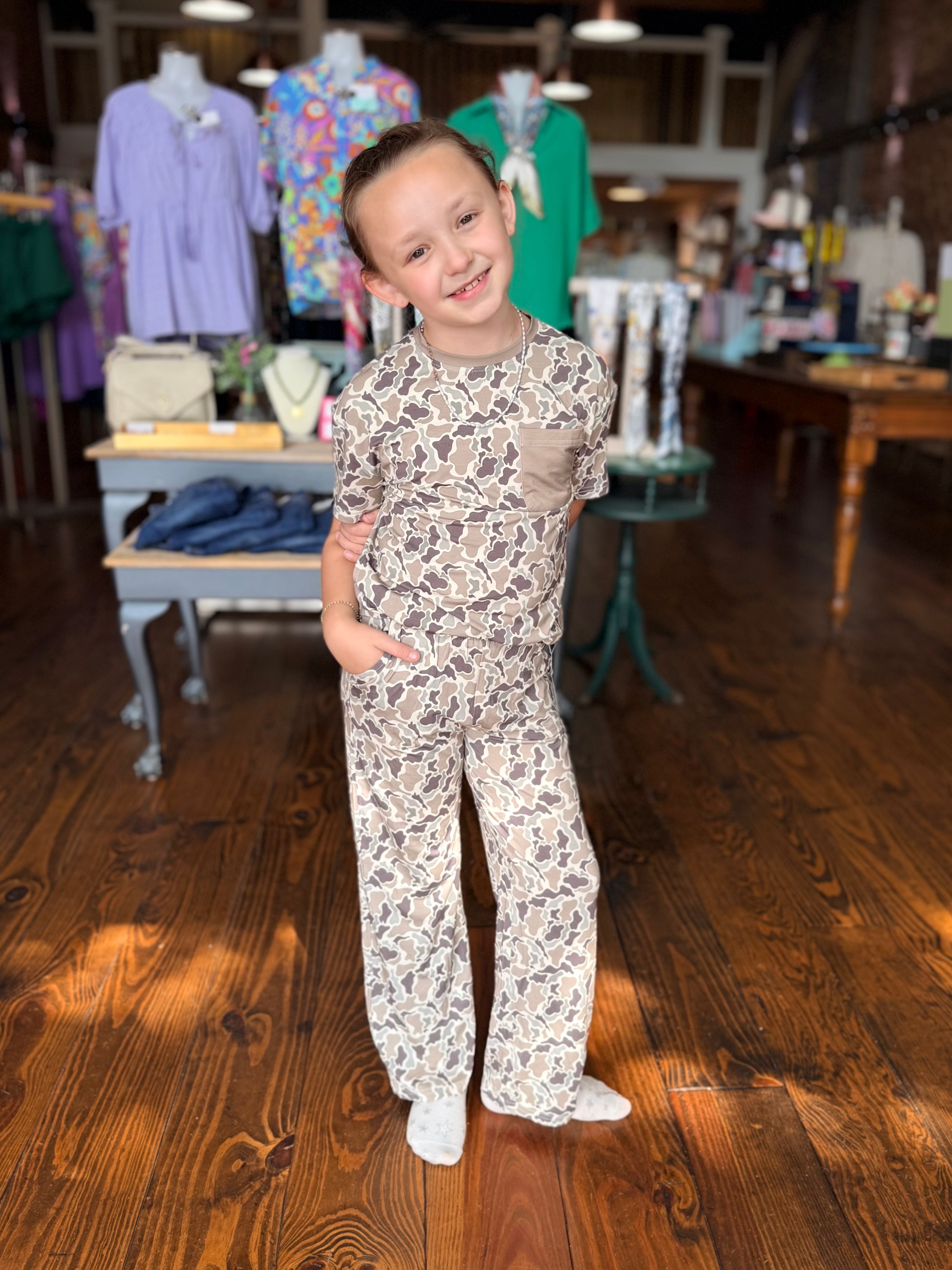 "Big Chad" Camo Bamboo Pajamas Set - Youth