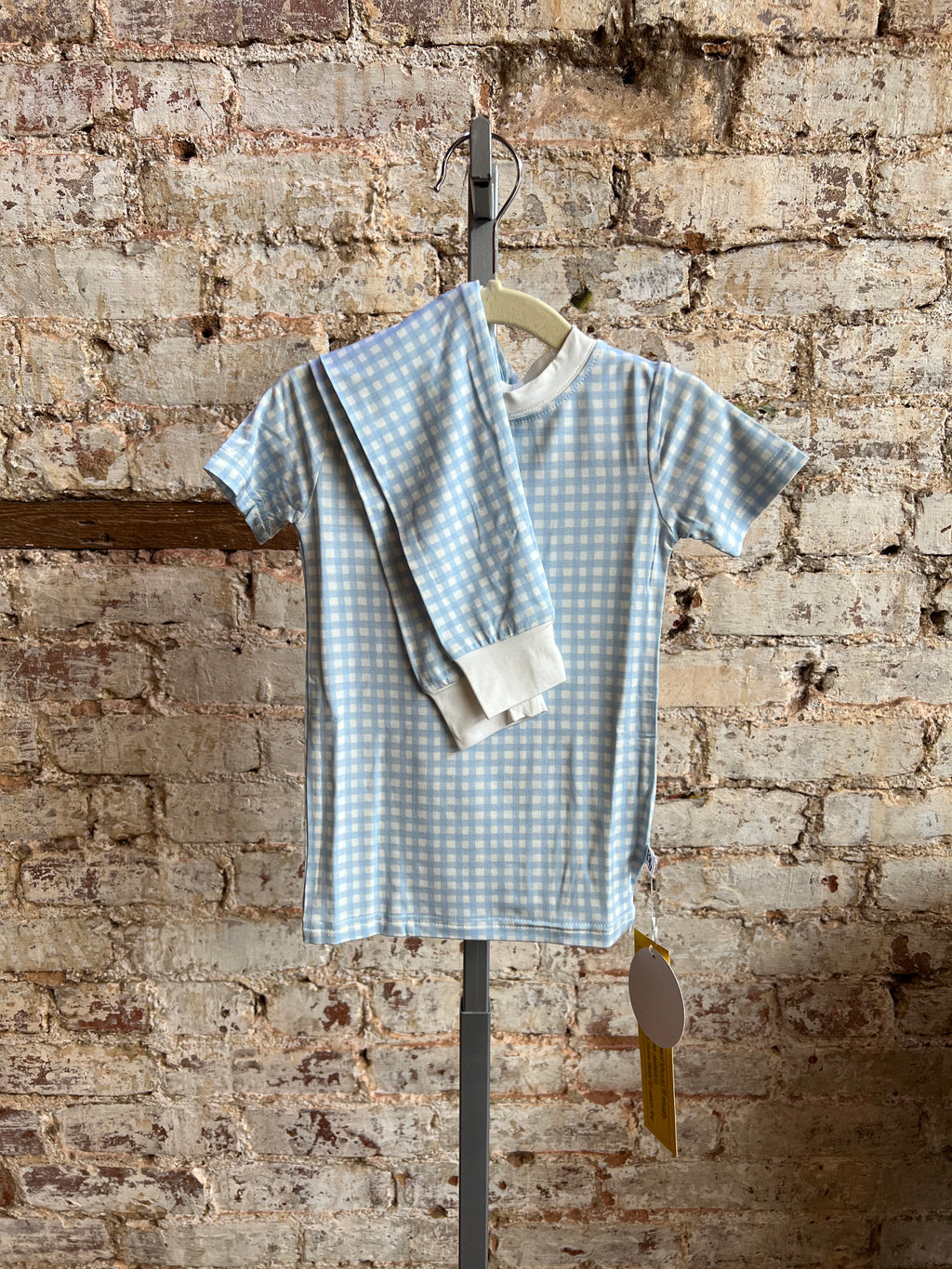 Blue Gingham Bamboo Pajamas Set - Toddler