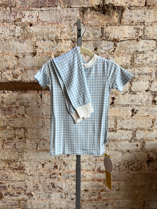 Blue Gingham Bamboo Pajamas Set - Toddler
