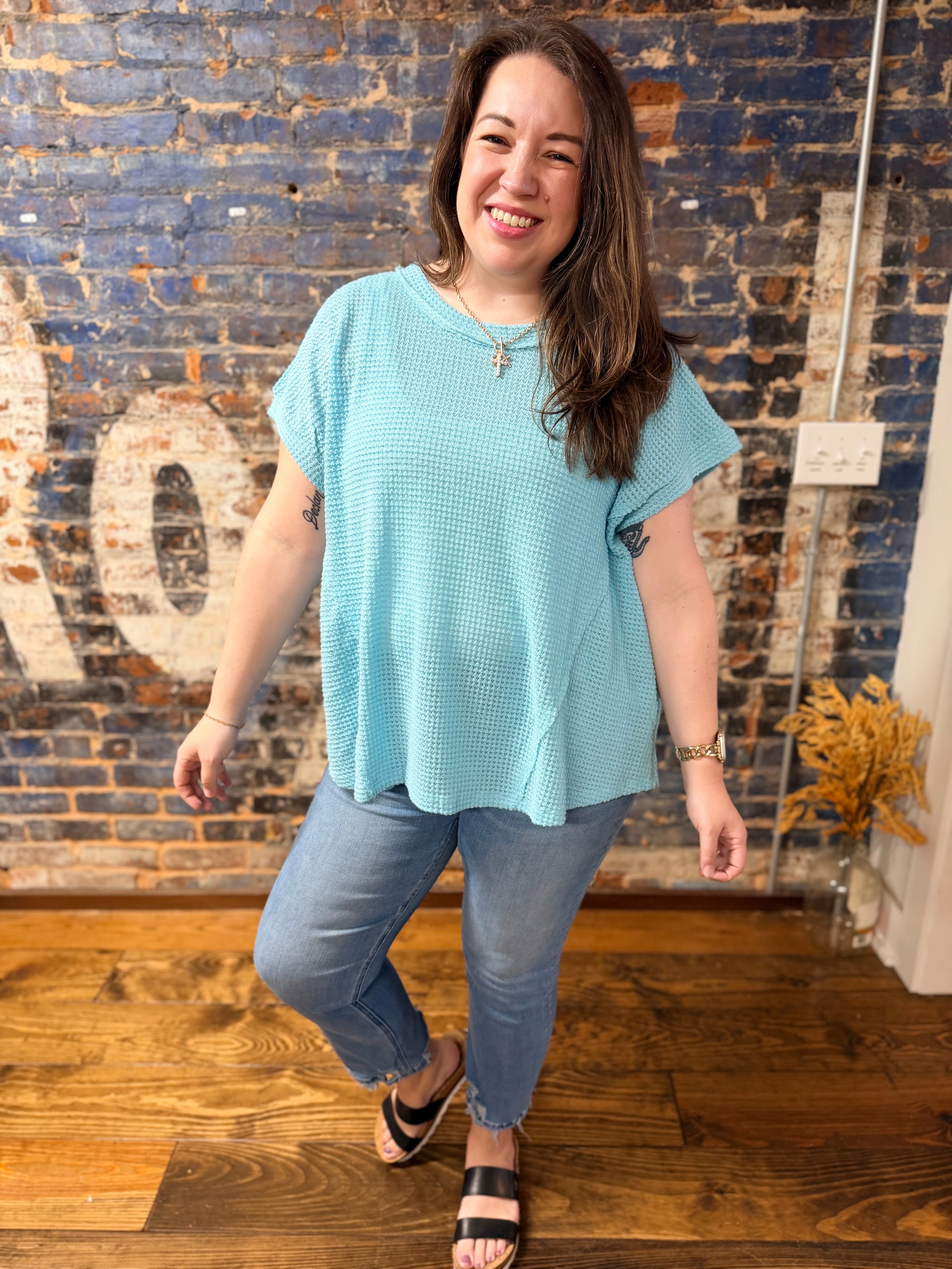 The Sea Breeze Waffle Poncho Top