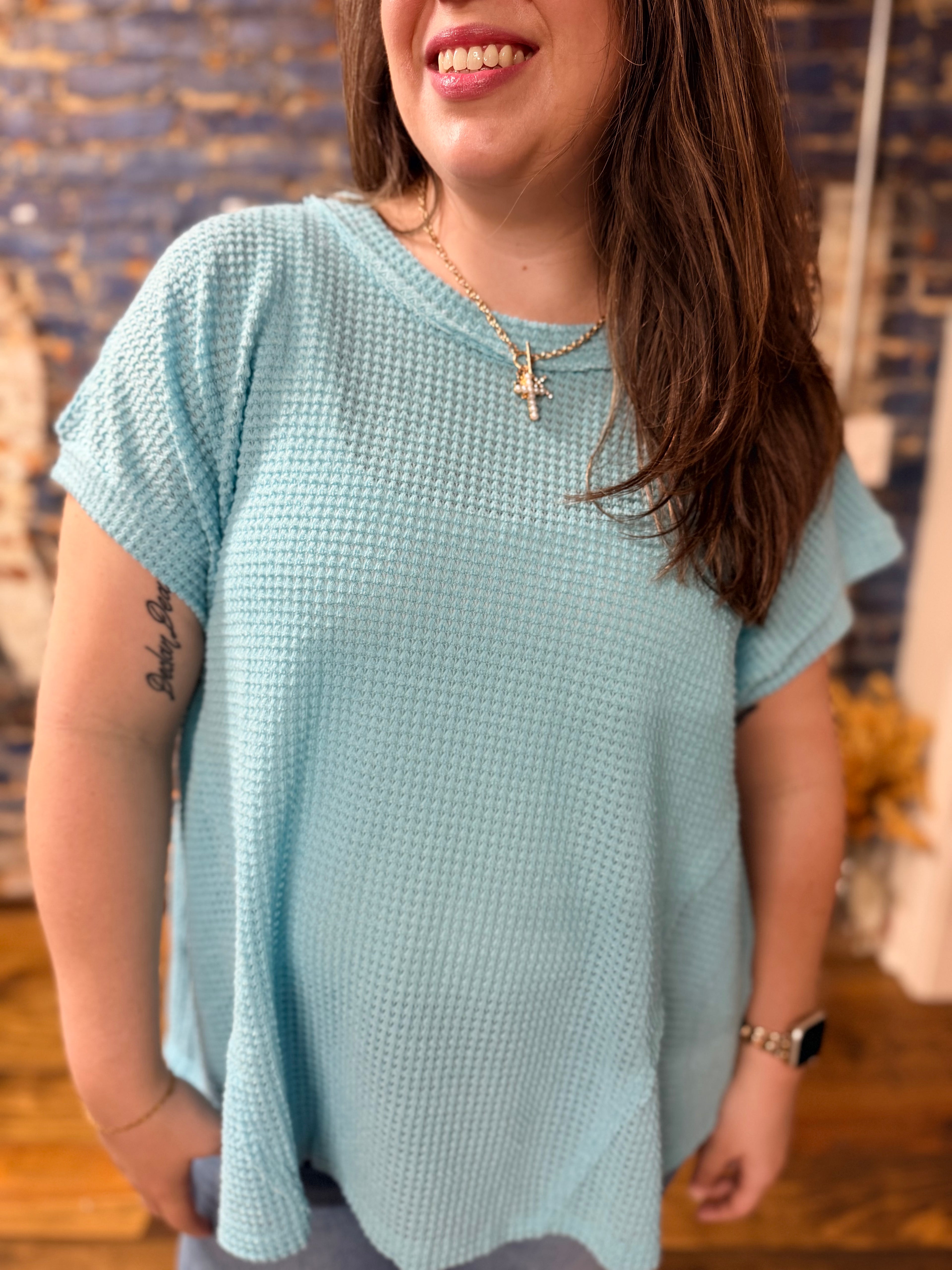 The Sea Breeze Waffle Poncho Top