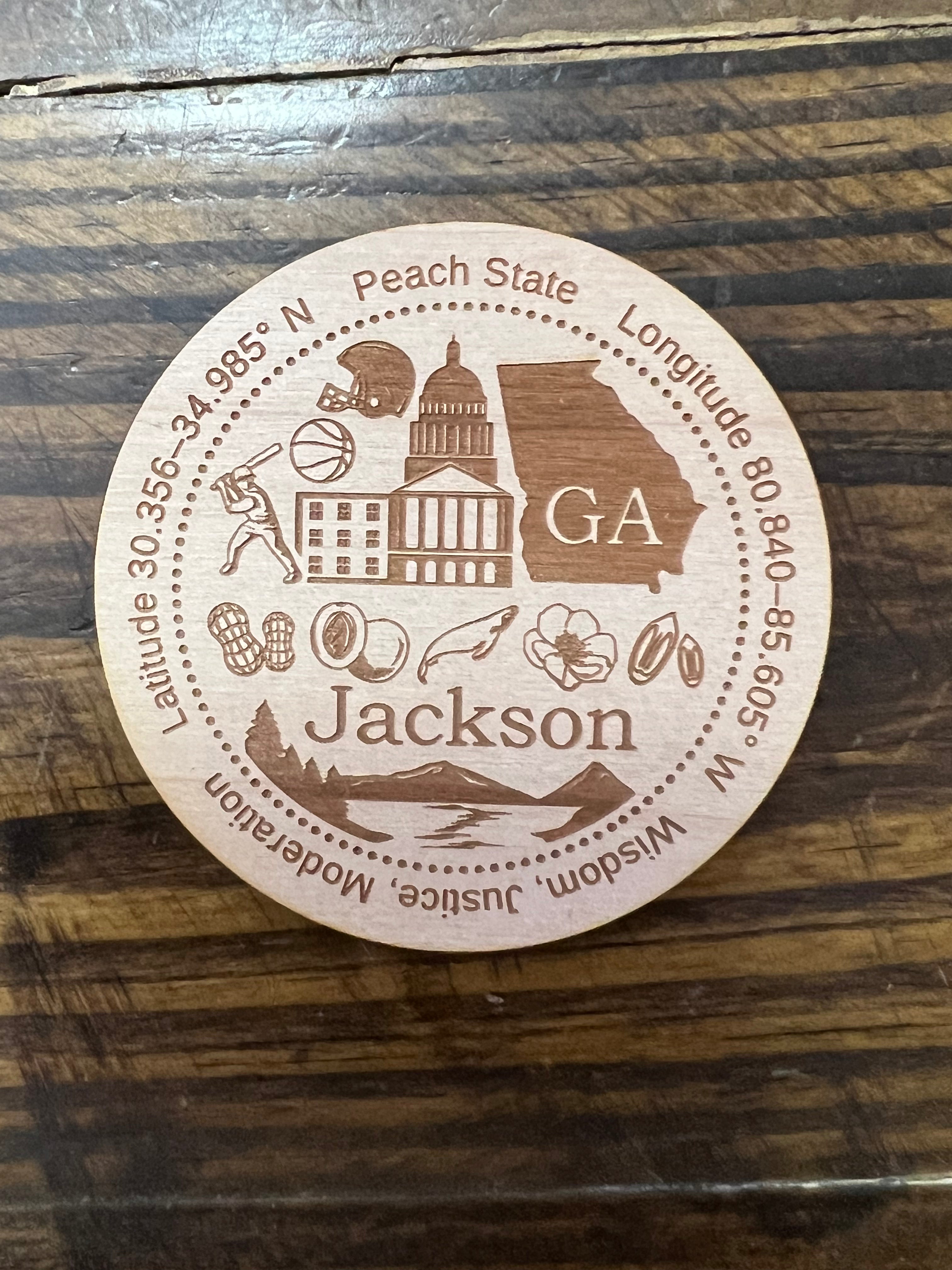 Jackson, GA Wood Magnet