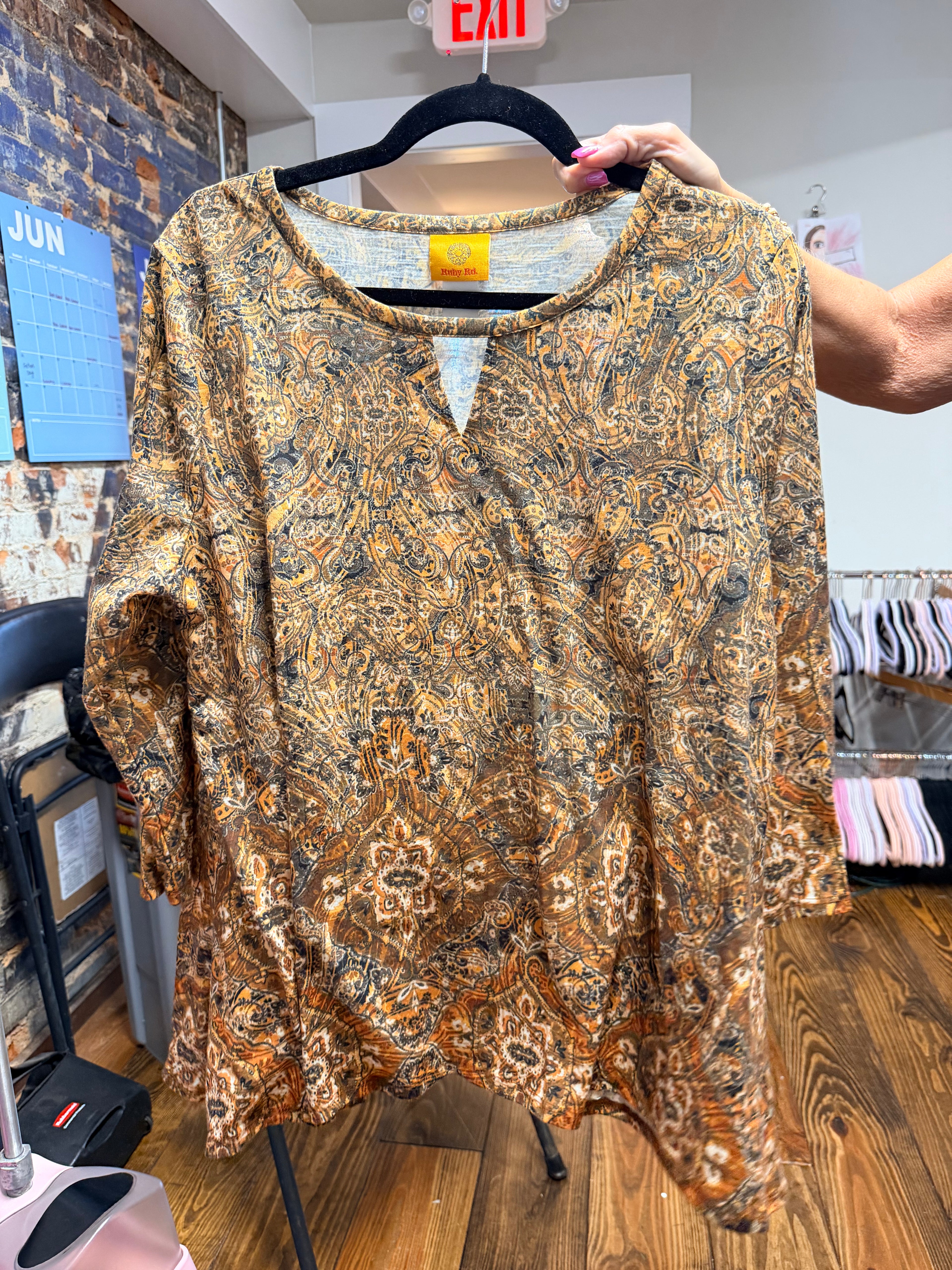 Brown Paisley Tunic Top