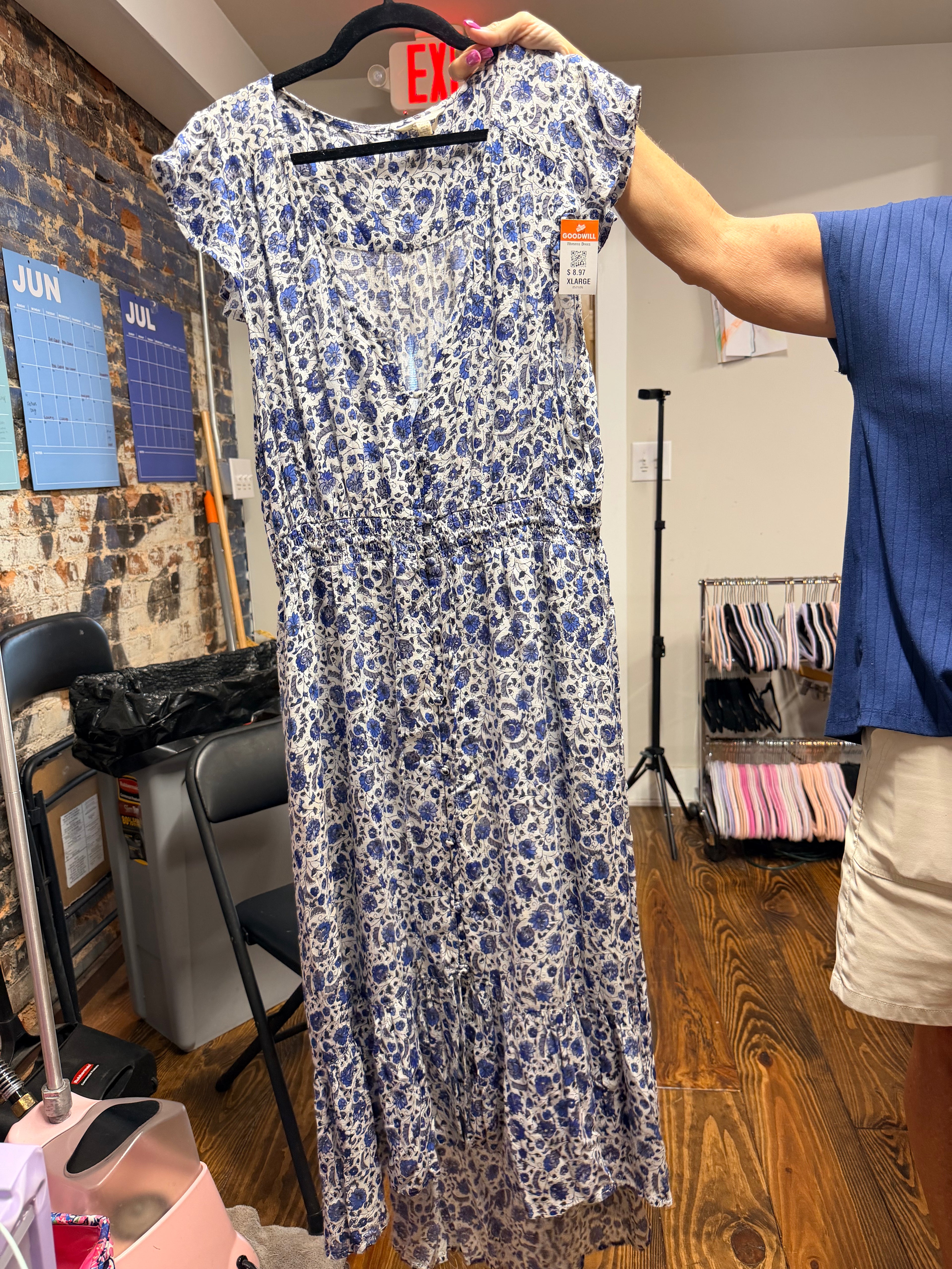 Blue Floral Midi Dress