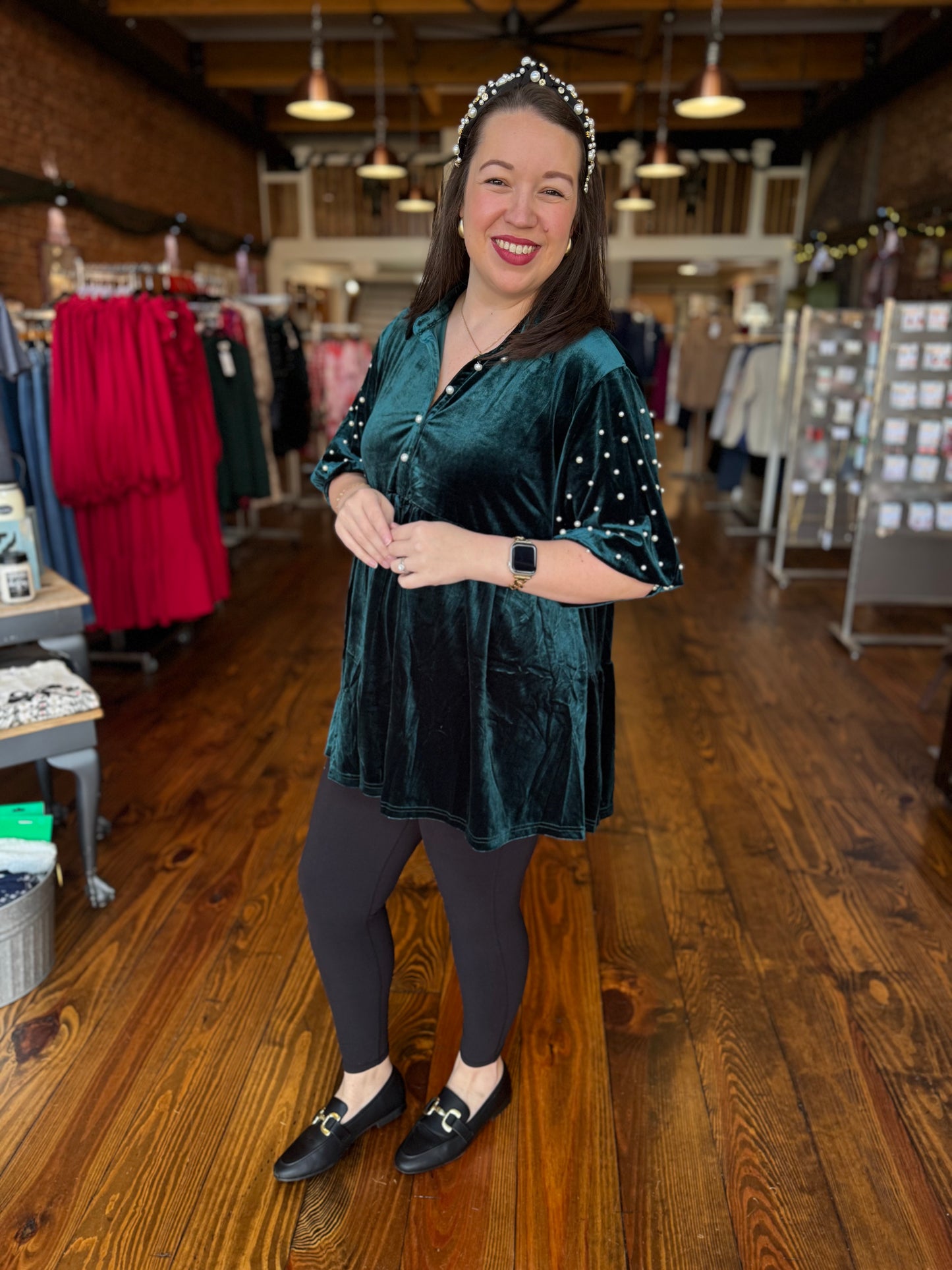 Velvet Pearl Tunic Blouse