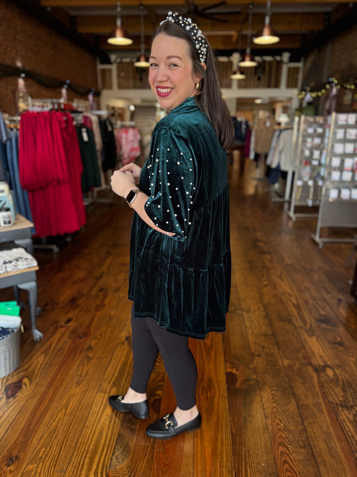 Velvet Pearl Tunic Blouse