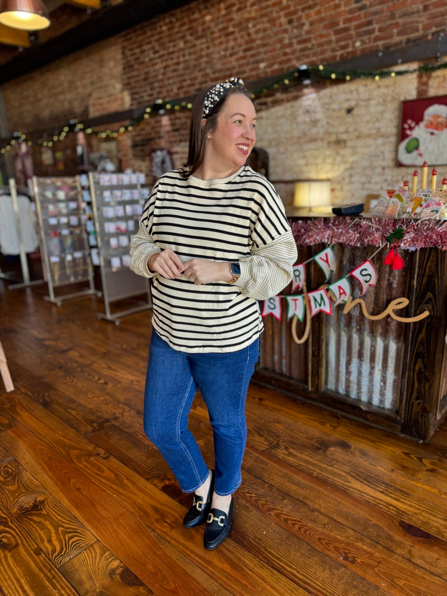 Stripe Contrast Dolman Top