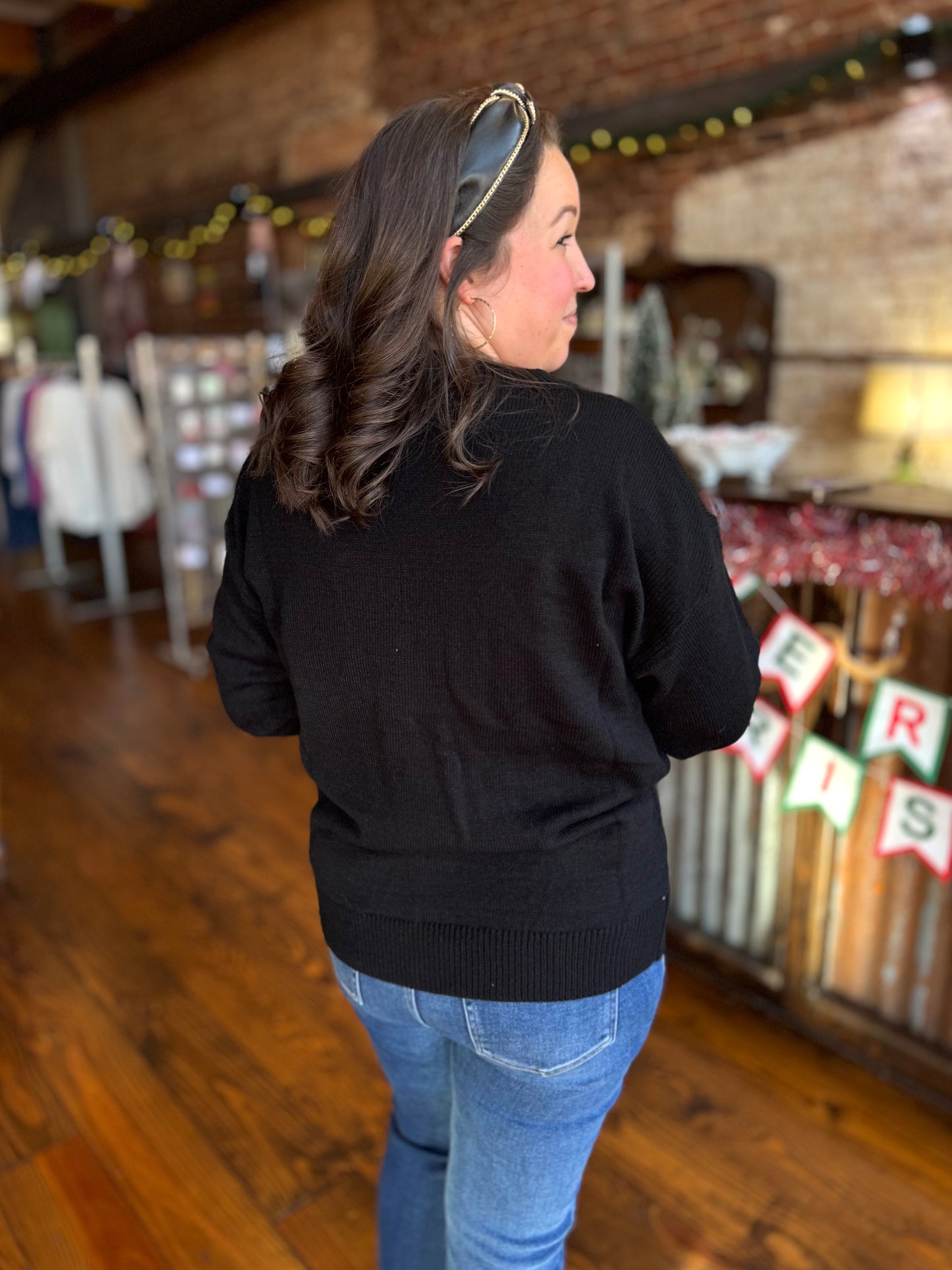 Be Merry Sequin Bow Sweater