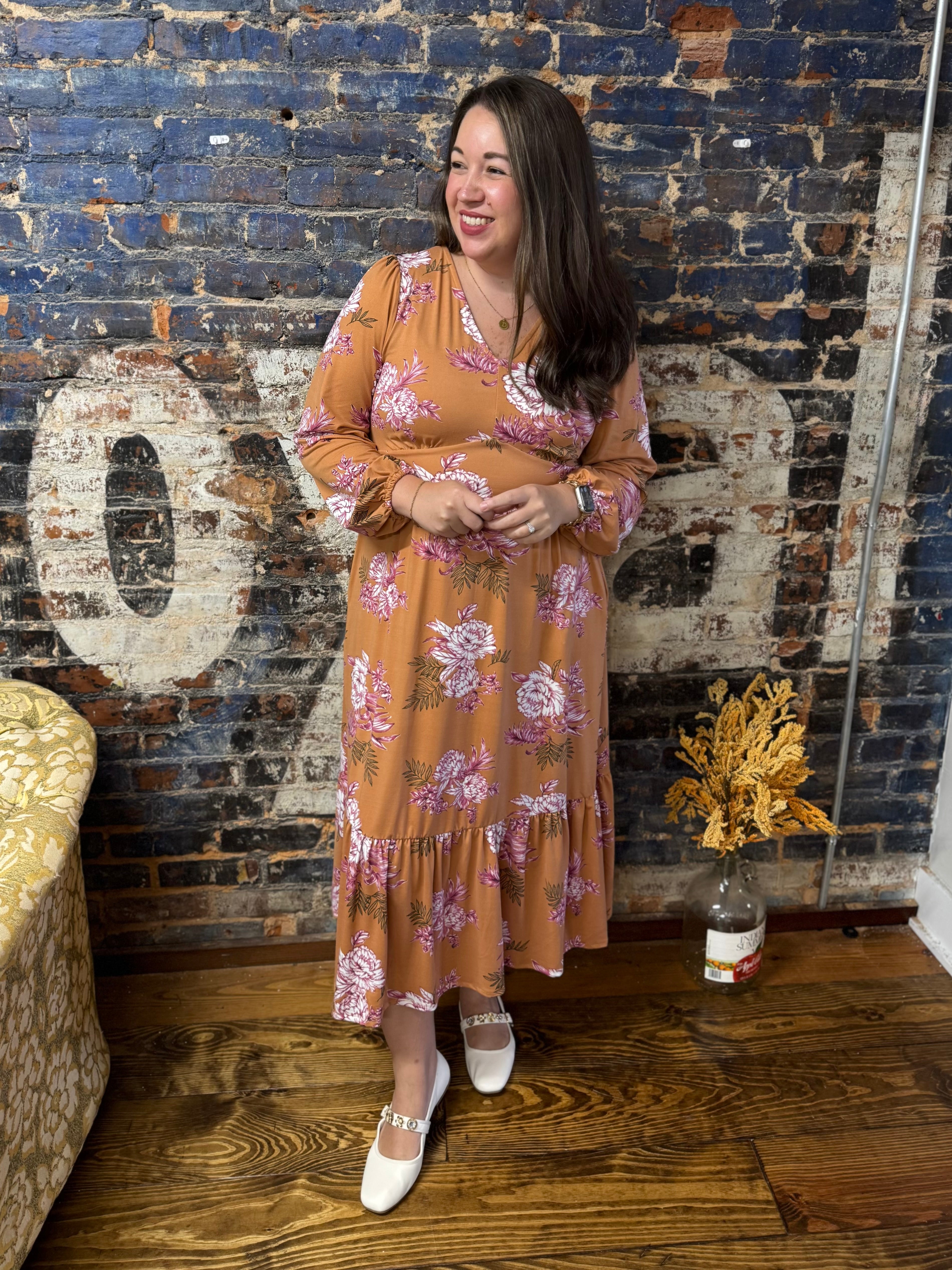 Golden Garden Midi Dress