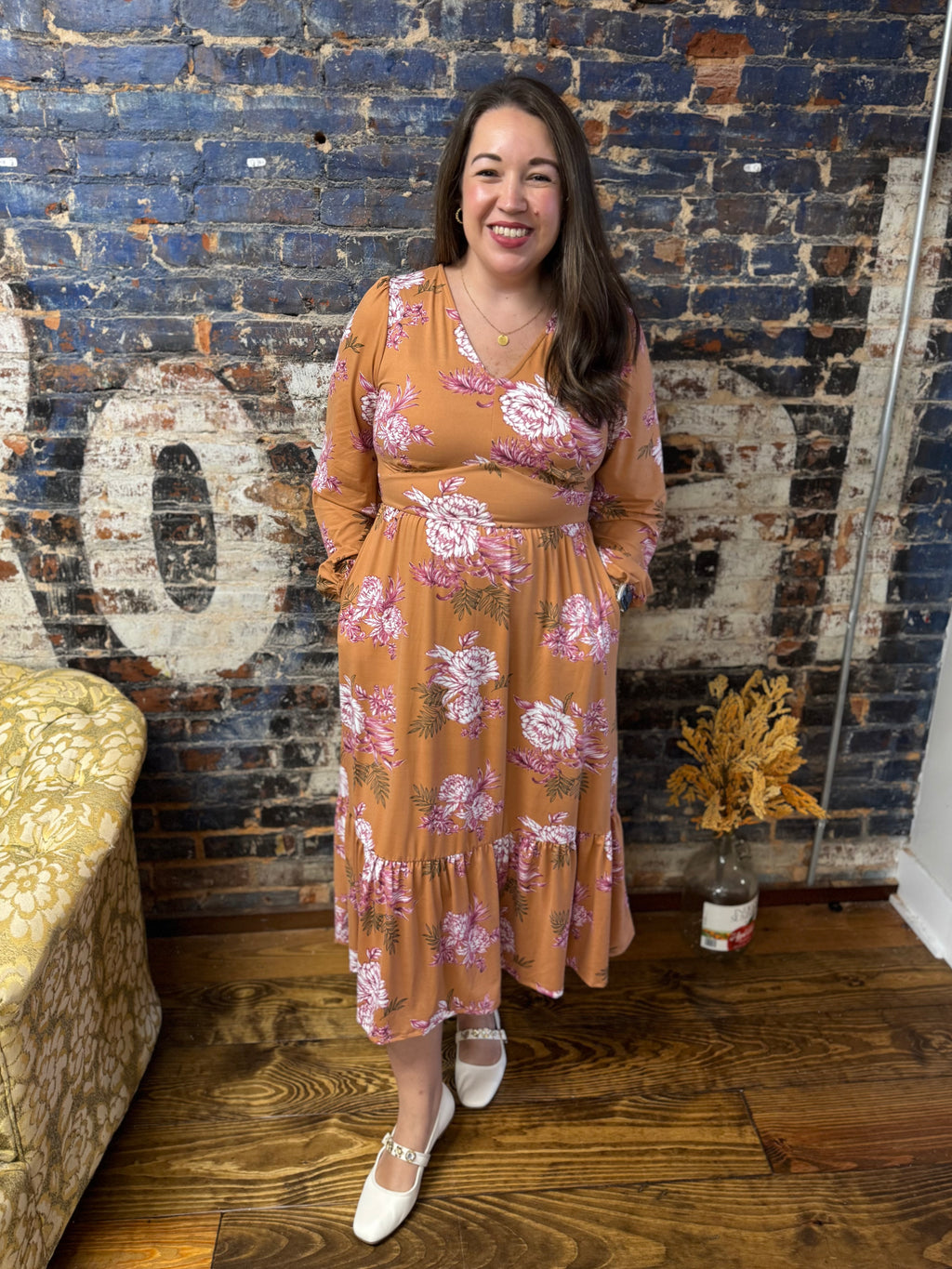 Golden Garden Midi Dress