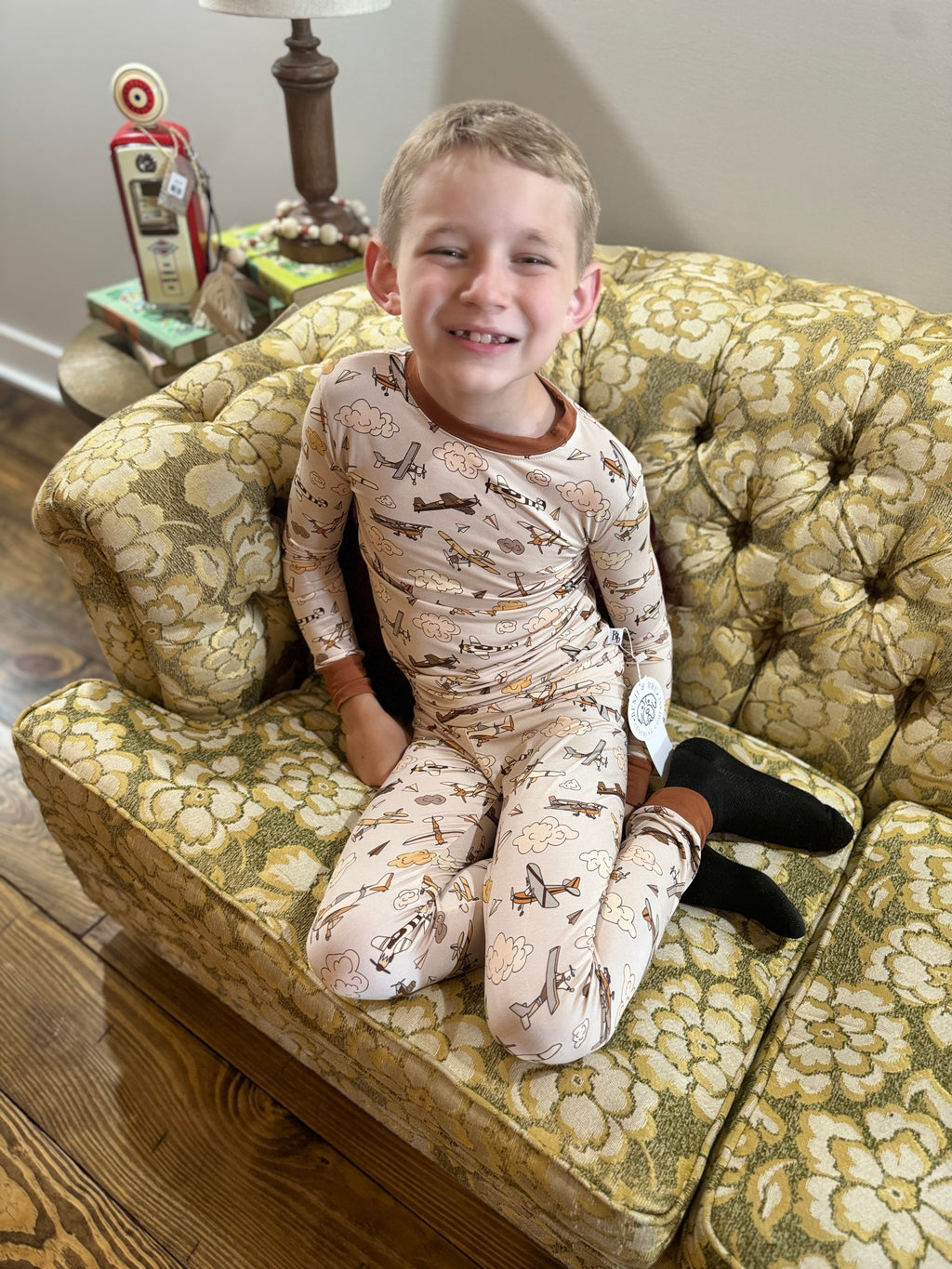 Up, Up, & Away Airplane Bamboo Pajamas Set