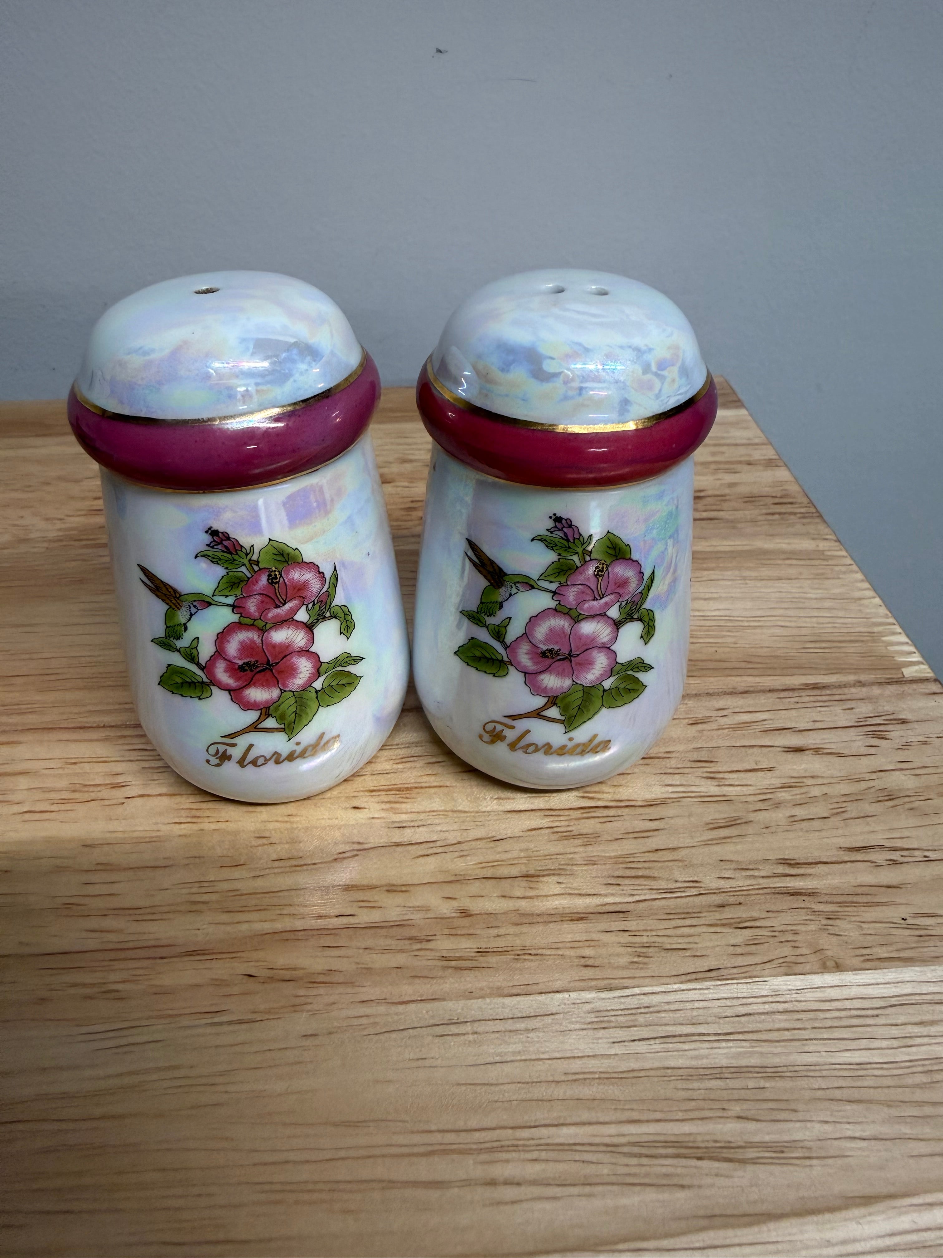 Vintage Florida Pearlized Salt & Pepper Shaker Set