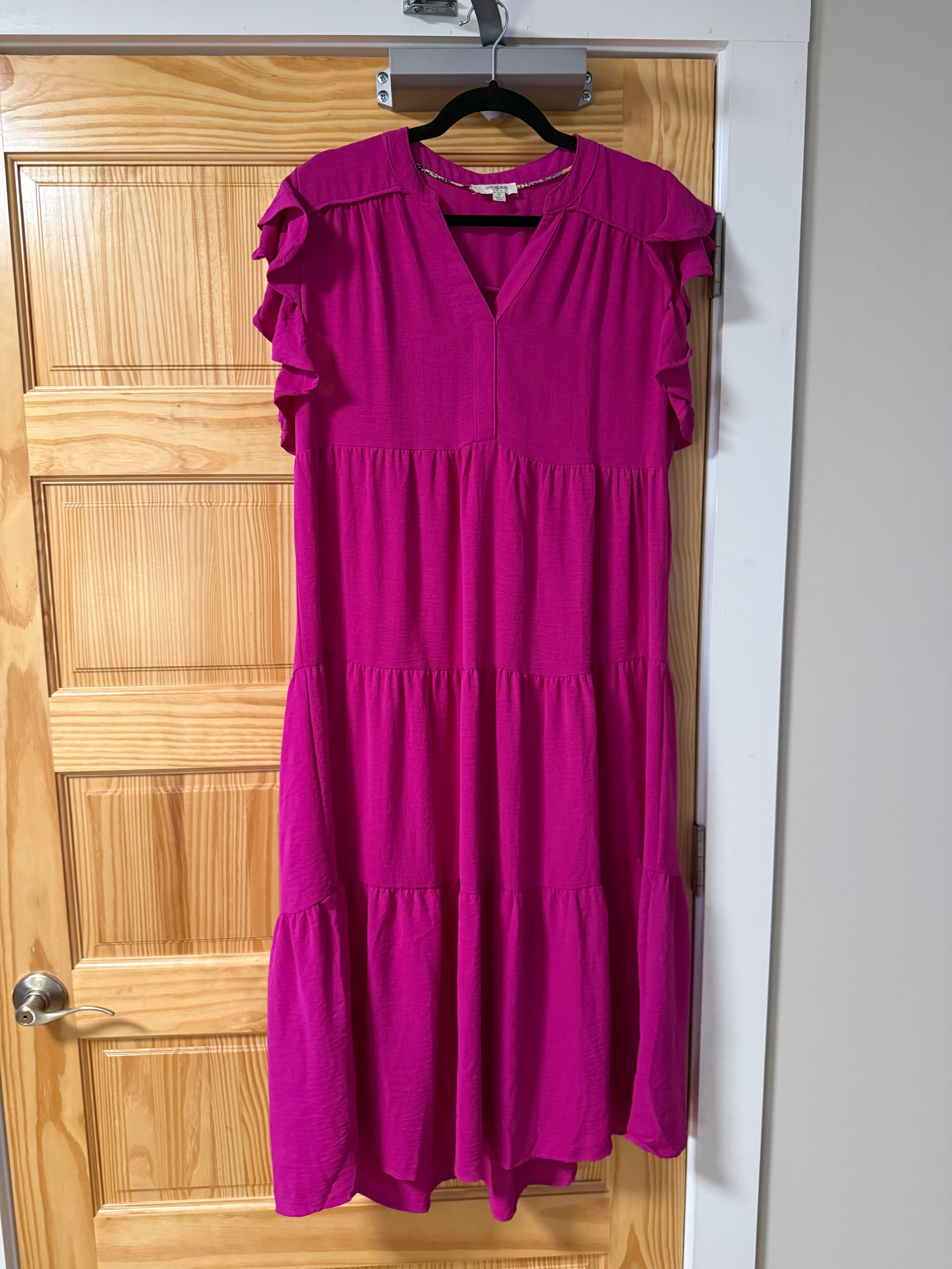 Bright Pink Tiered Maxi Dress
