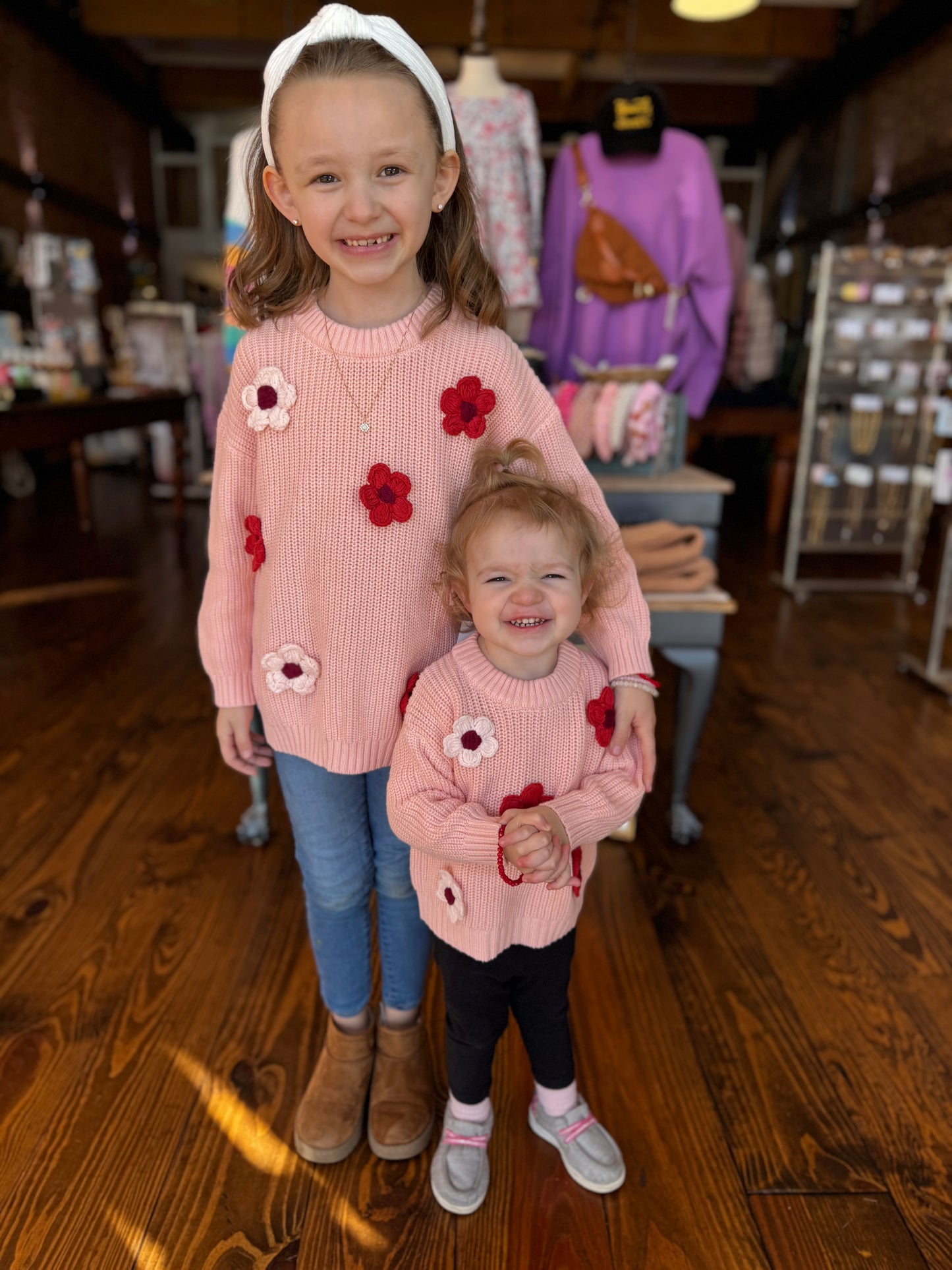 Girls Hand Embroidered Flower Sweater