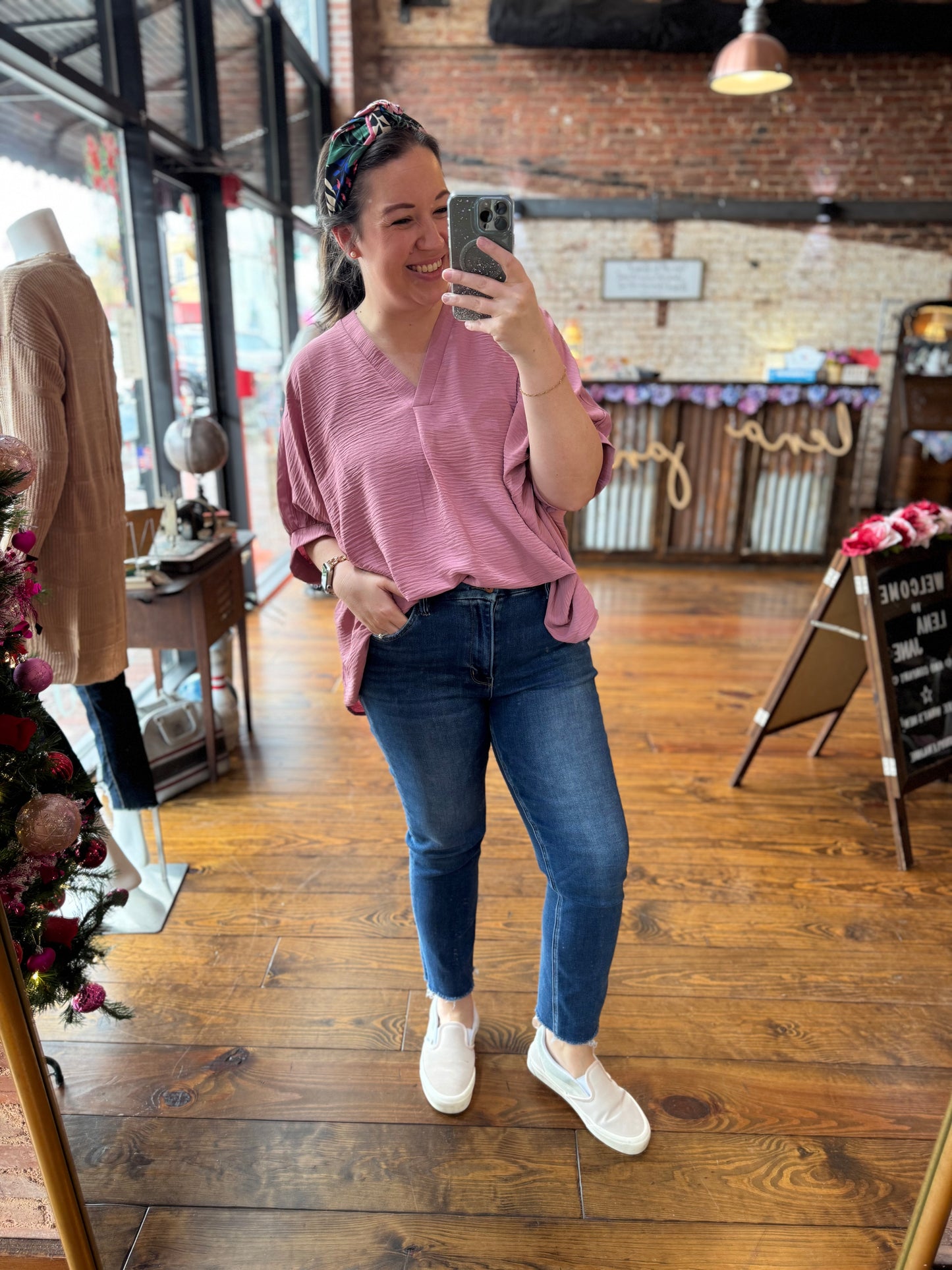 Simple Woven Oversized Blouse in Pink