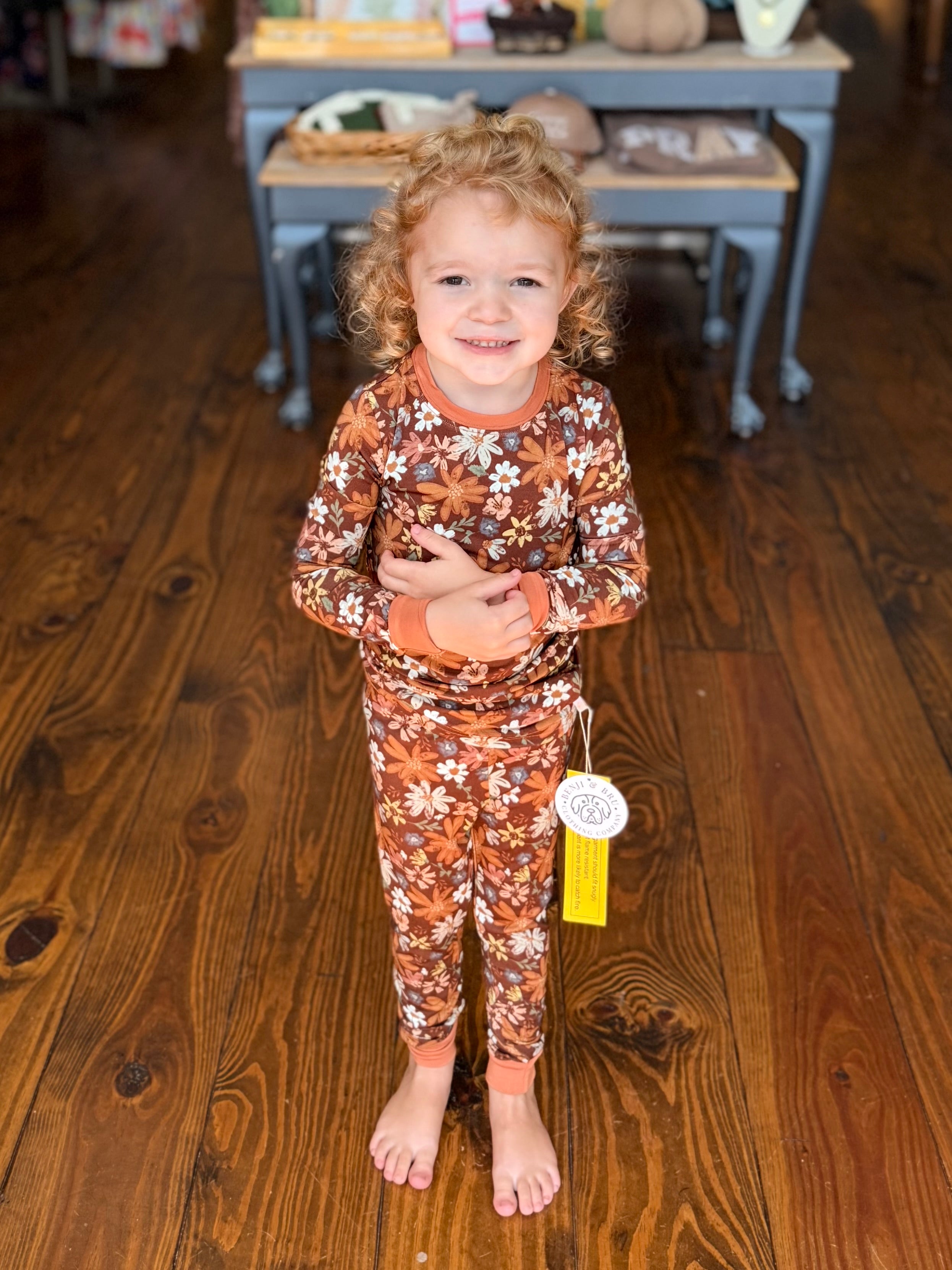 Meadows + Mocha Toddler Bamboo Pajama Set