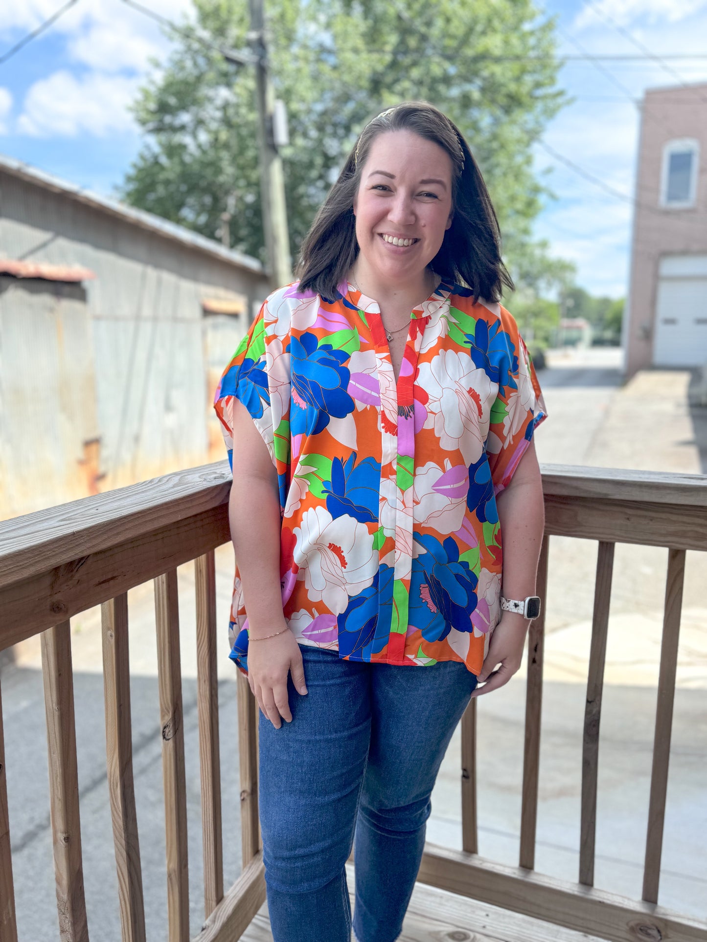 Vibrant Floral Oversized Blouse