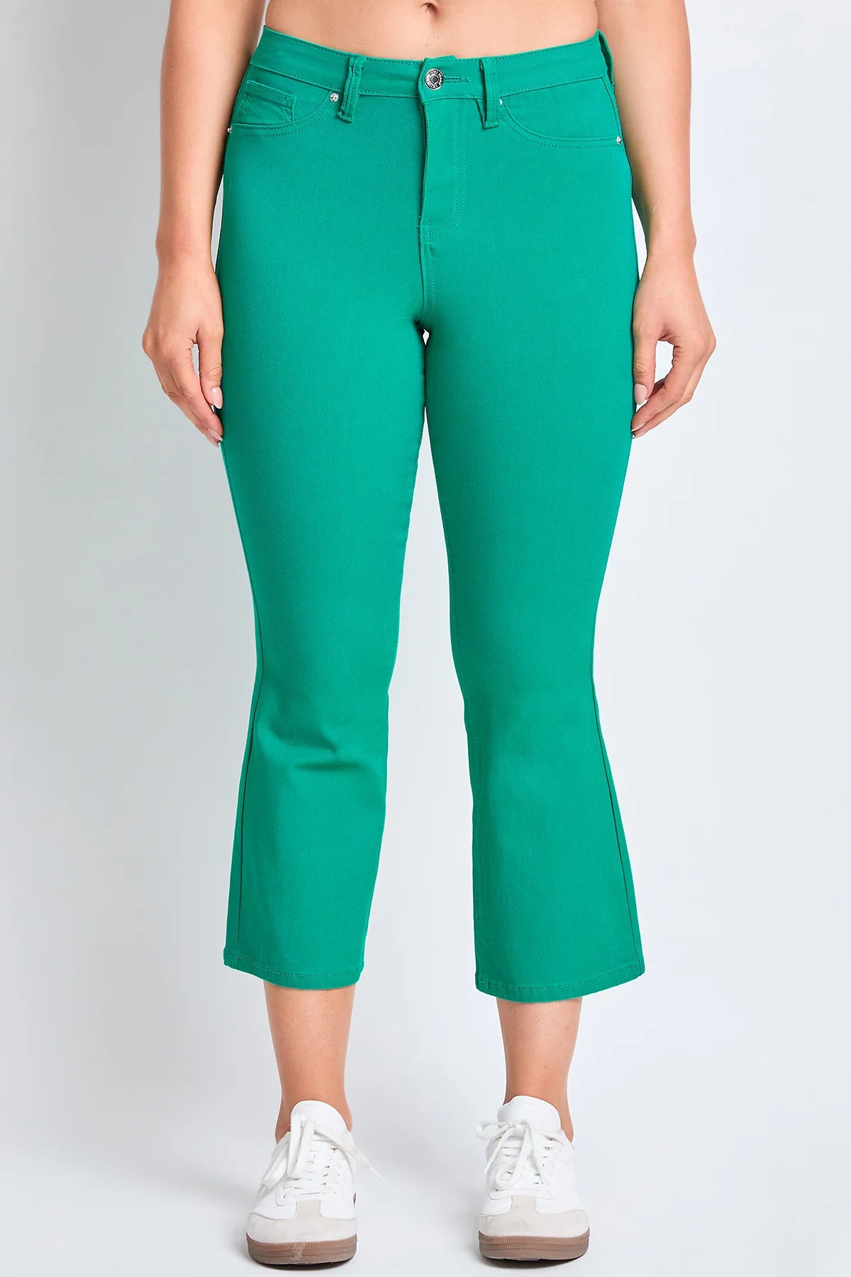 YMI Hyperstretch Kick Flare Cropped Pants - Emerald