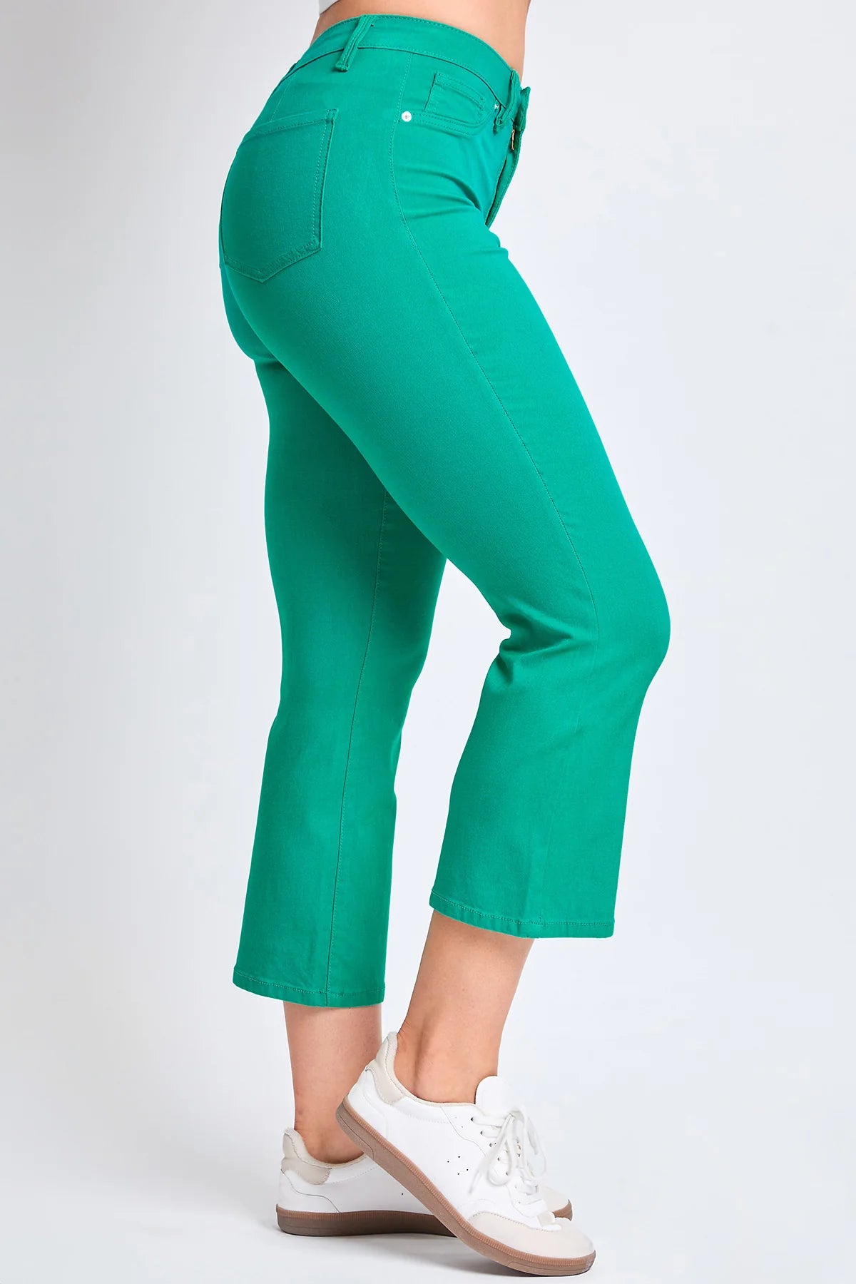 YMI Hyperstretch Kick Flare Cropped Pants - Emerald