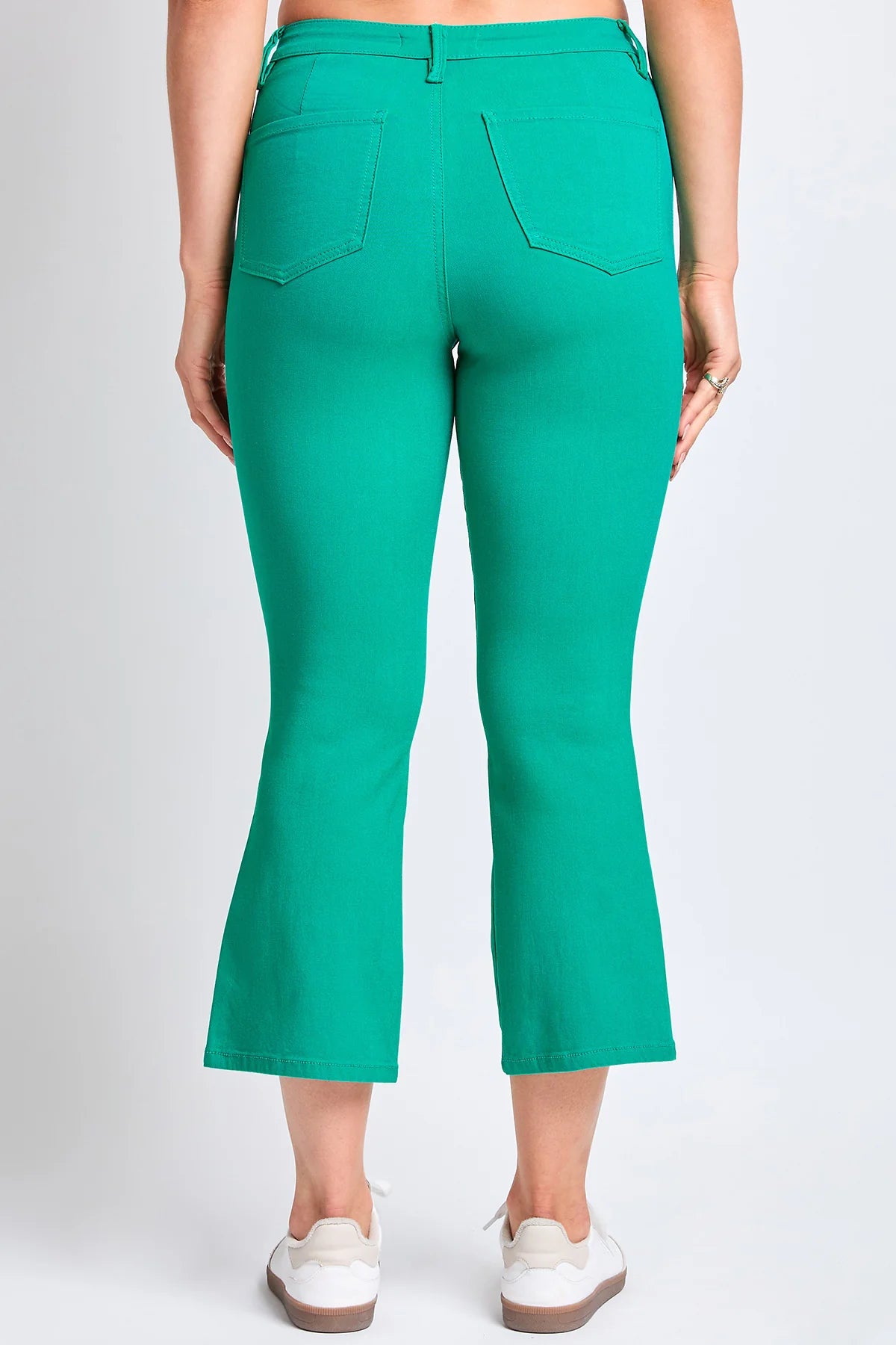 YMI Hyperstretch Kick Flare Cropped Pants - Emerald