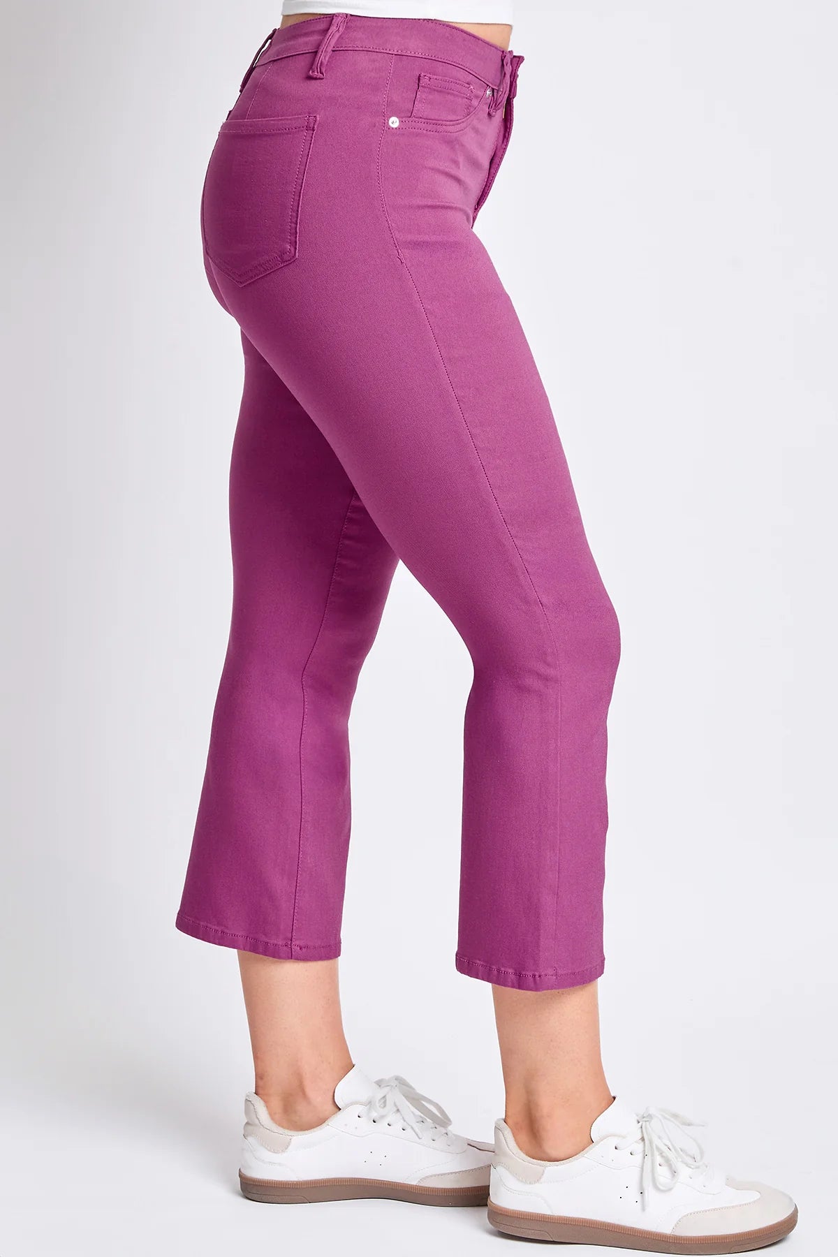 YMI Hyperstretch Kick Flare Cropped Pants - Raspberry