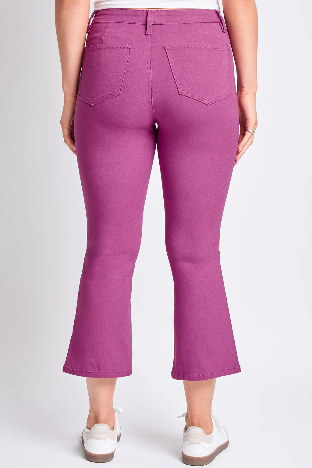 YMI Hyperstretch Kick Flare Cropped Pants - Raspberry