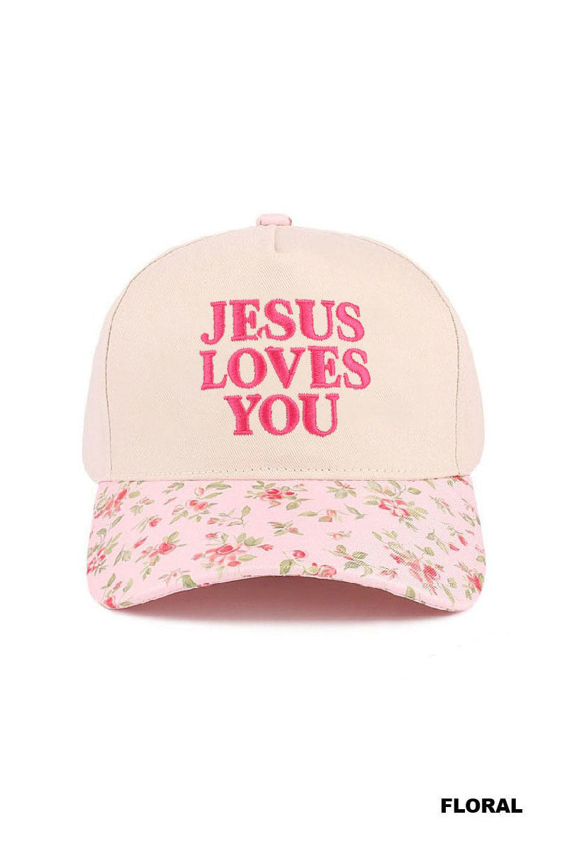 Jesus Loves You Hat - Floral