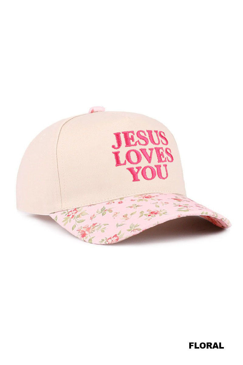 Jesus Loves You Hat - Floral