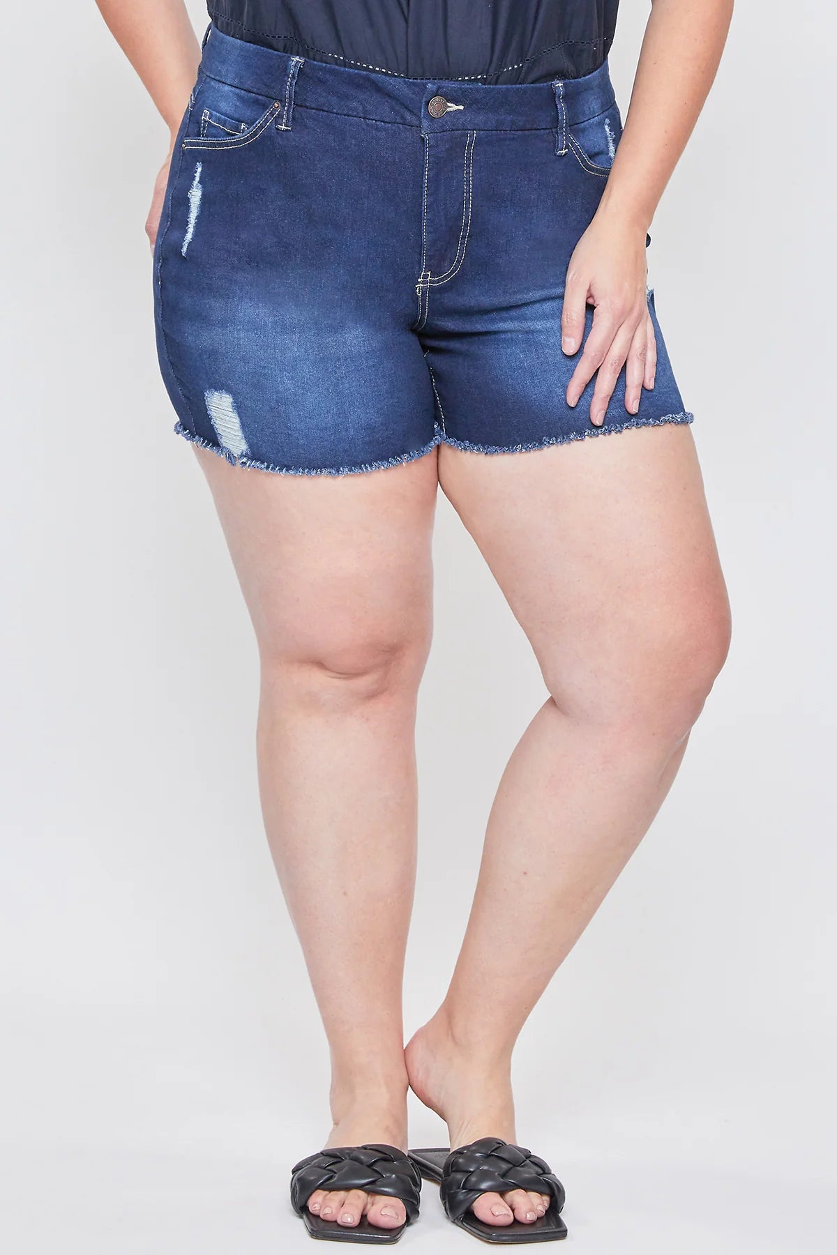 Missy Curvy High Rise Fray Hem Shorts