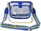 Clear Double Zip Crossbody Bag With Guitar/Chain Strap