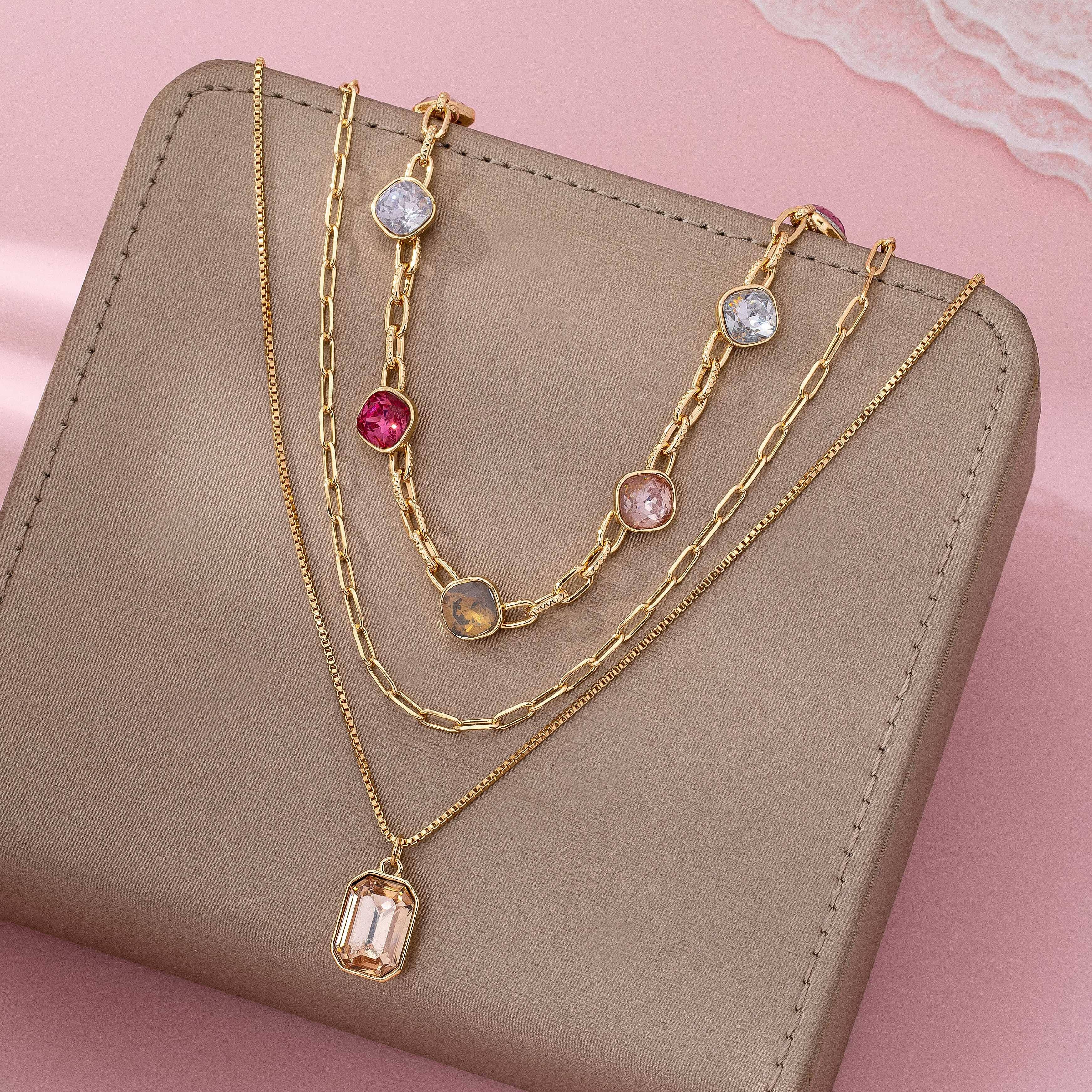 Stone Layered Chain Necklace