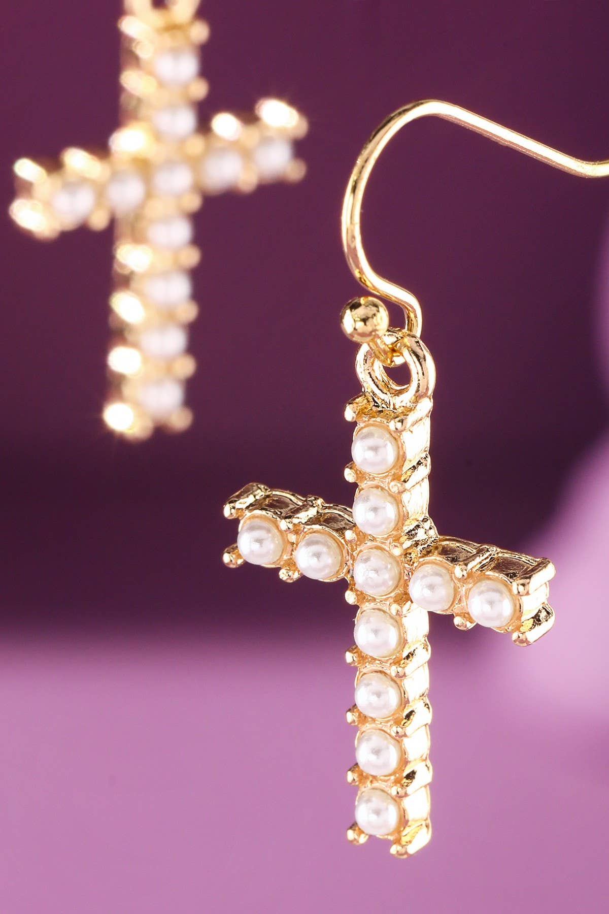 Pearl Cross Earring