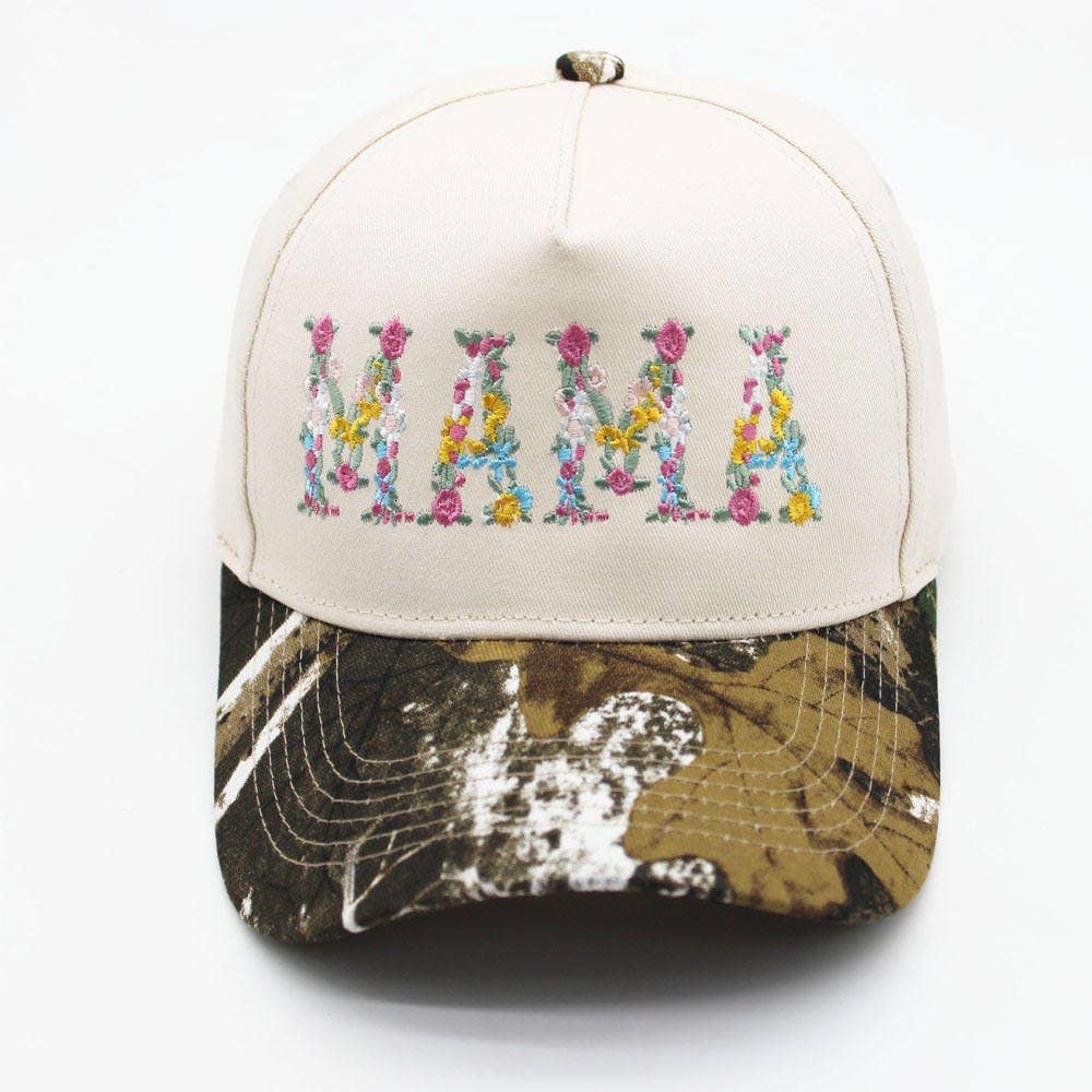 Floral Mama Embroidered Trucker Hat