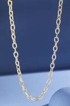 Two-Tone Textured Link Chain Necklace