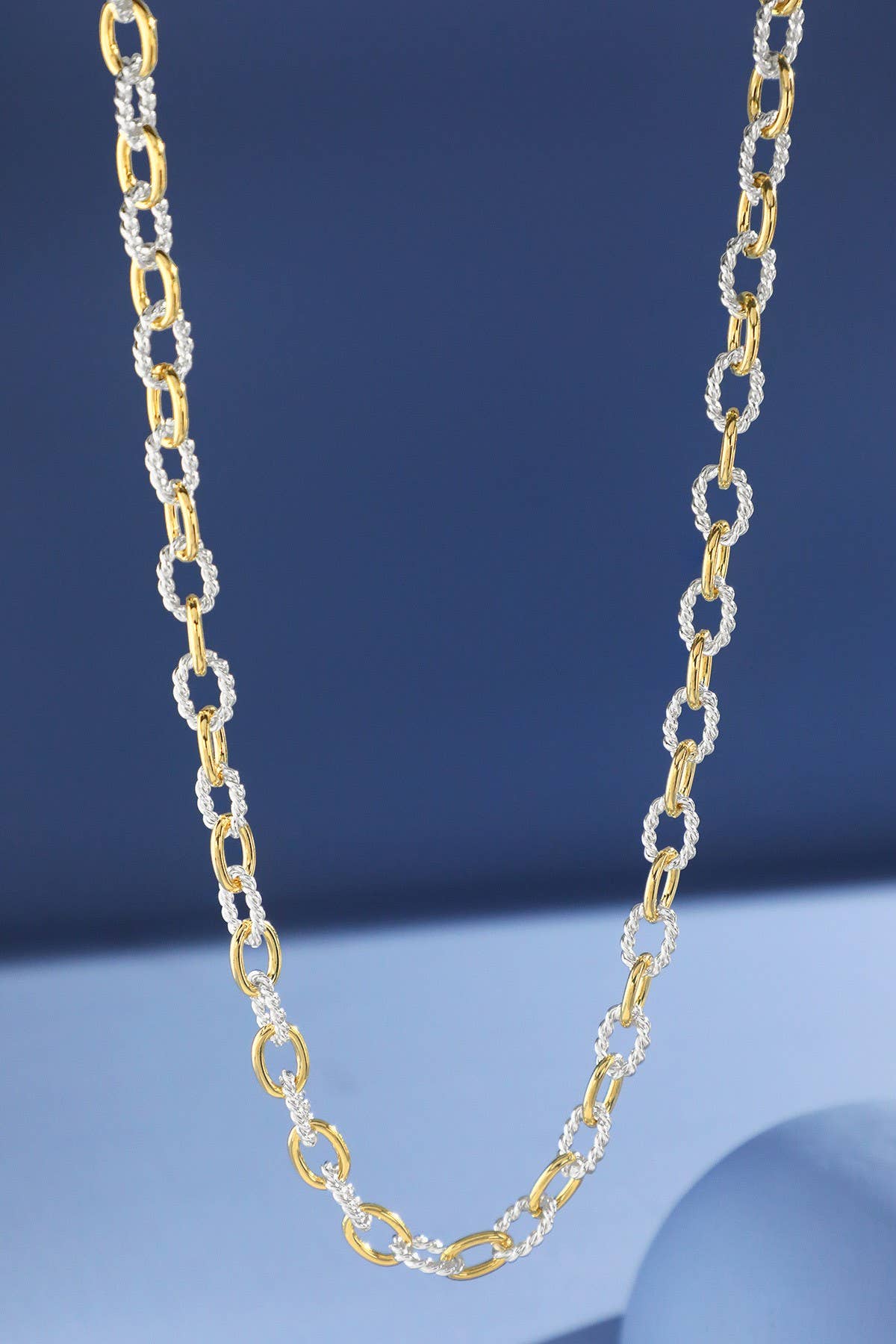 Two-Tone Textured Link Chain Necklace
