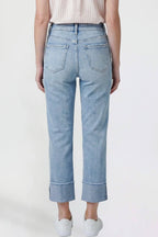 Mid Rise Stretch Cuffed Cropped Jeans