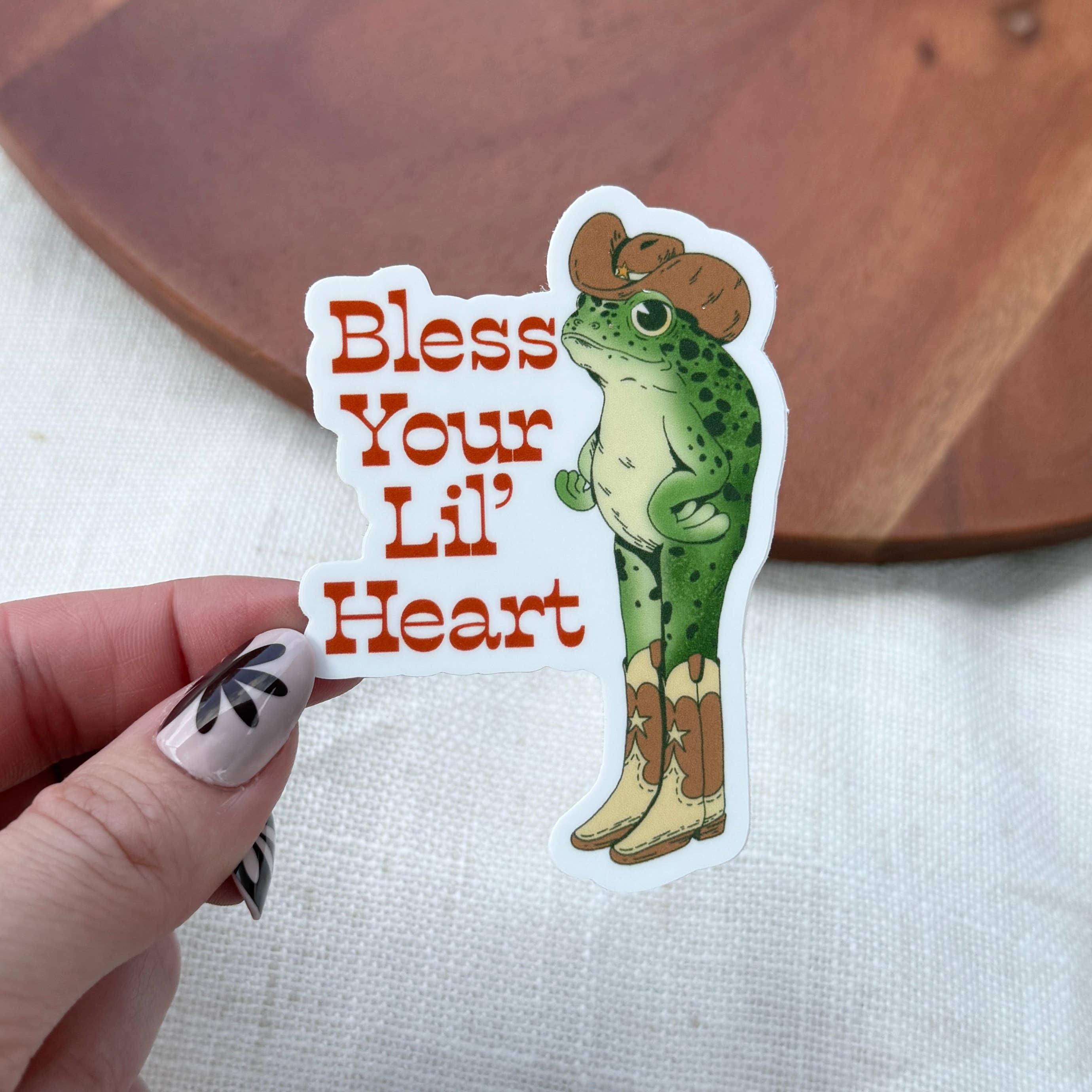 Bless Your Lil' Heart Cowboy Frog Sticker