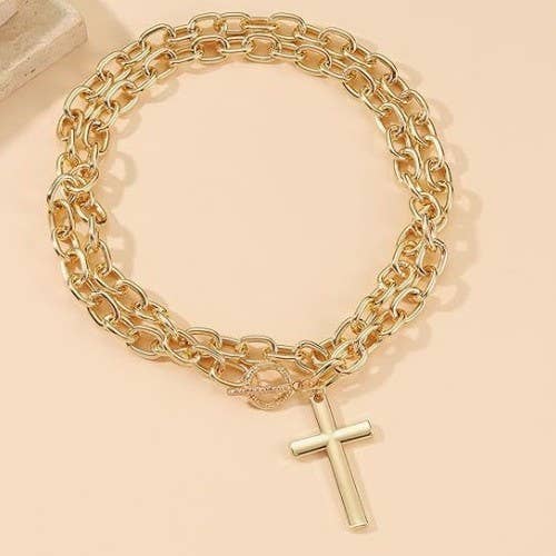 Chunky Cross Layered Necklace