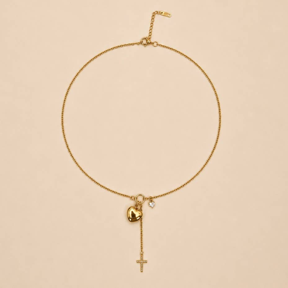 Gold & Cross Y Necklace