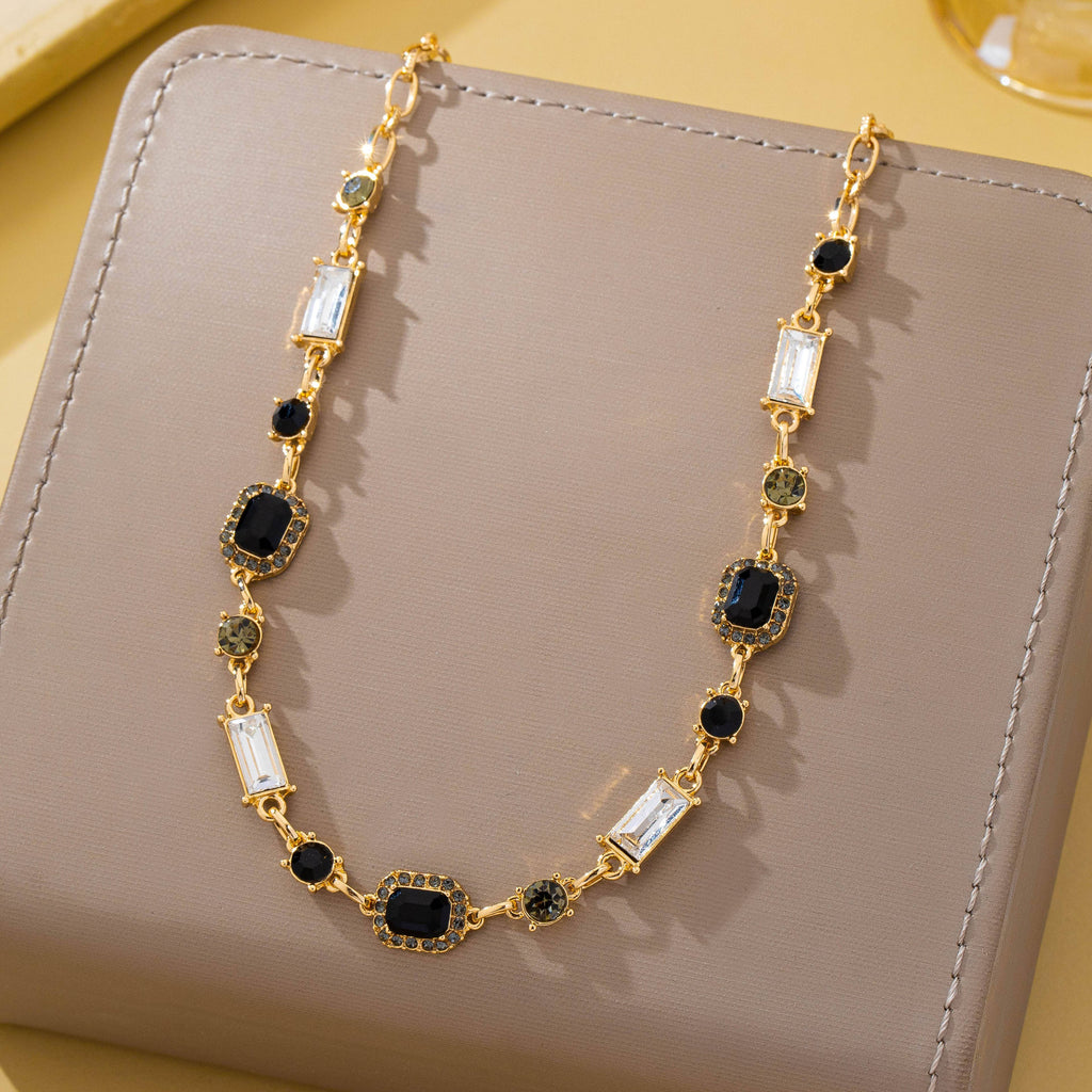 Geometric Black Crystal Necklace