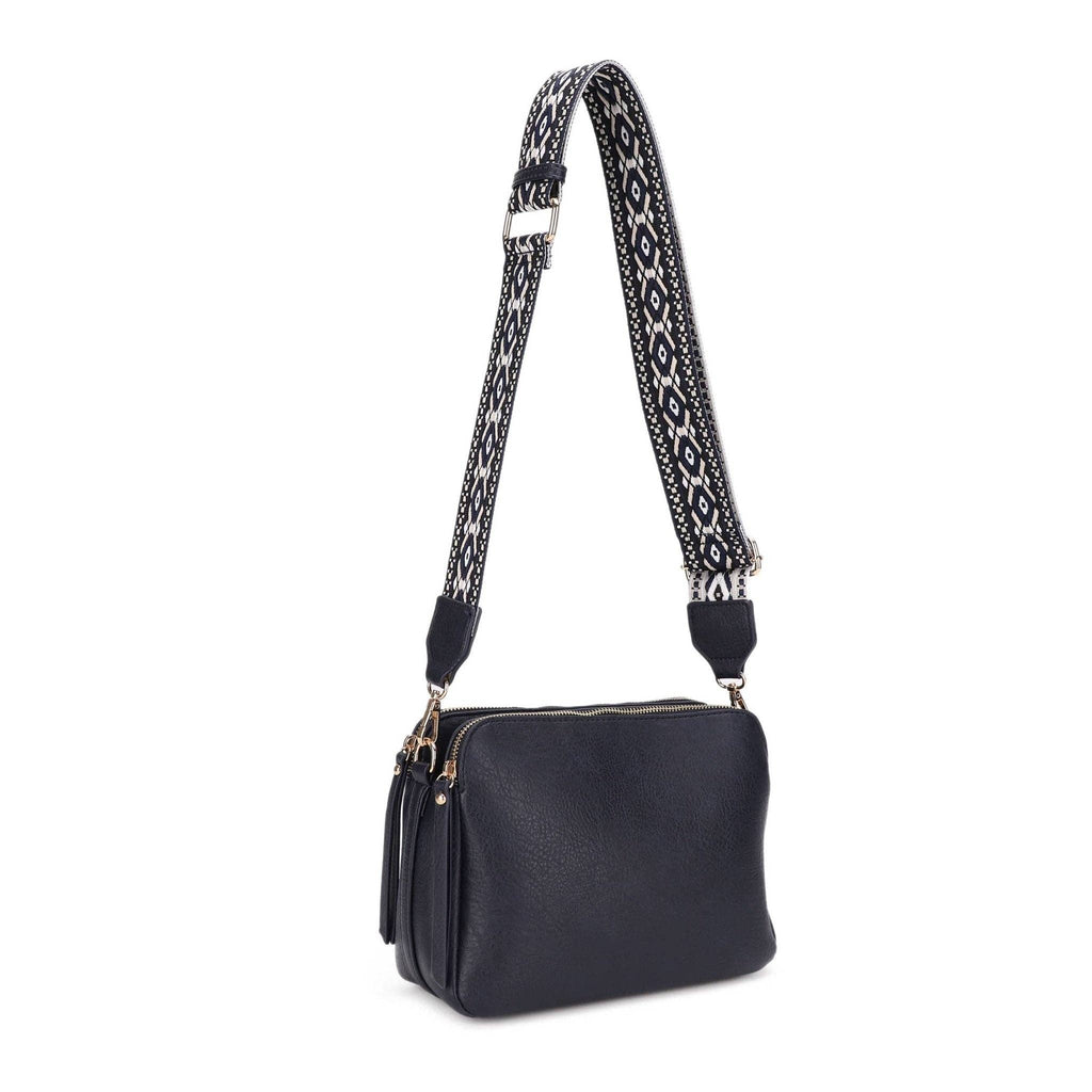 Mila 3 Compartment Crossbody Bag With Guitar Strap