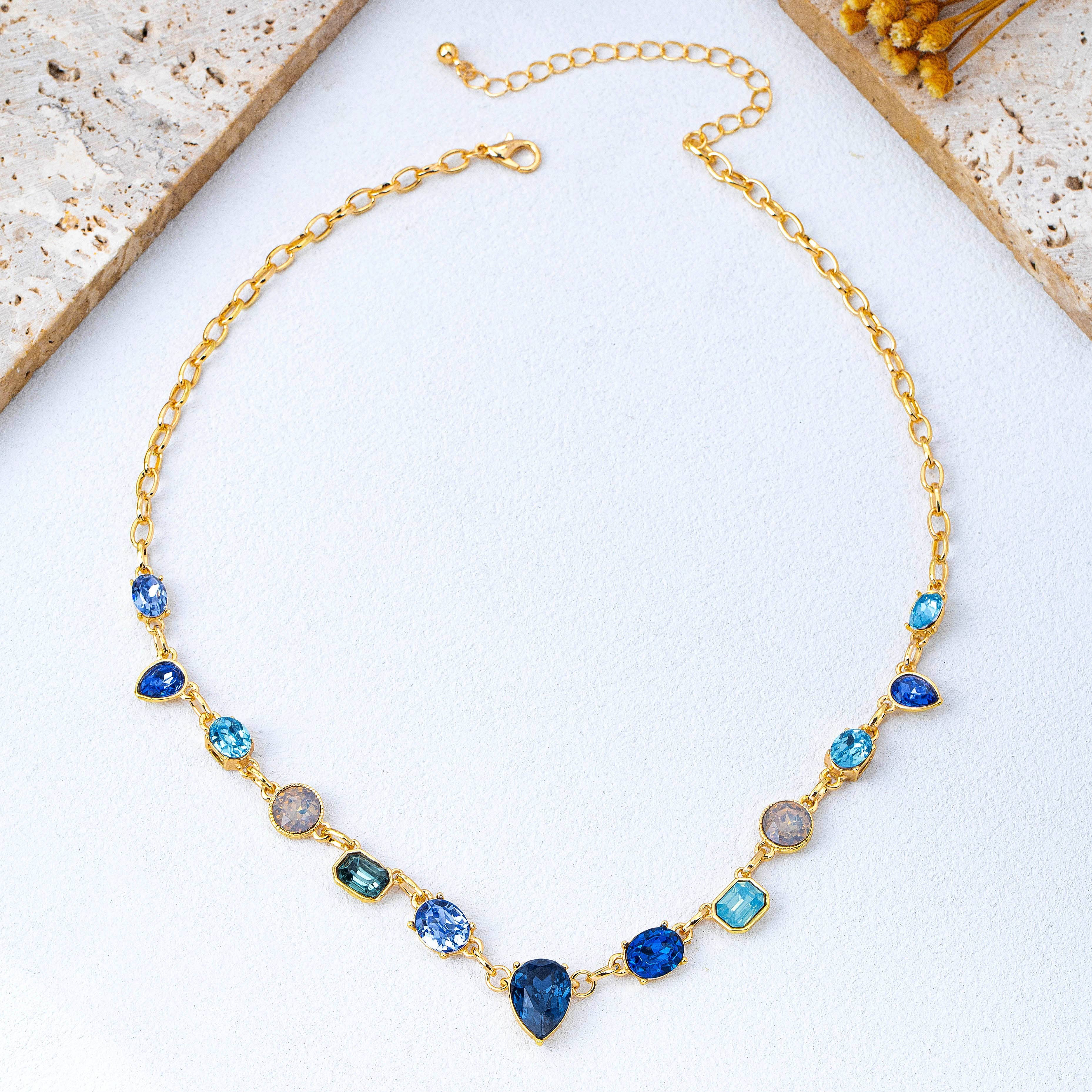 Ombré Sapphire-Hued Crystal Necklace