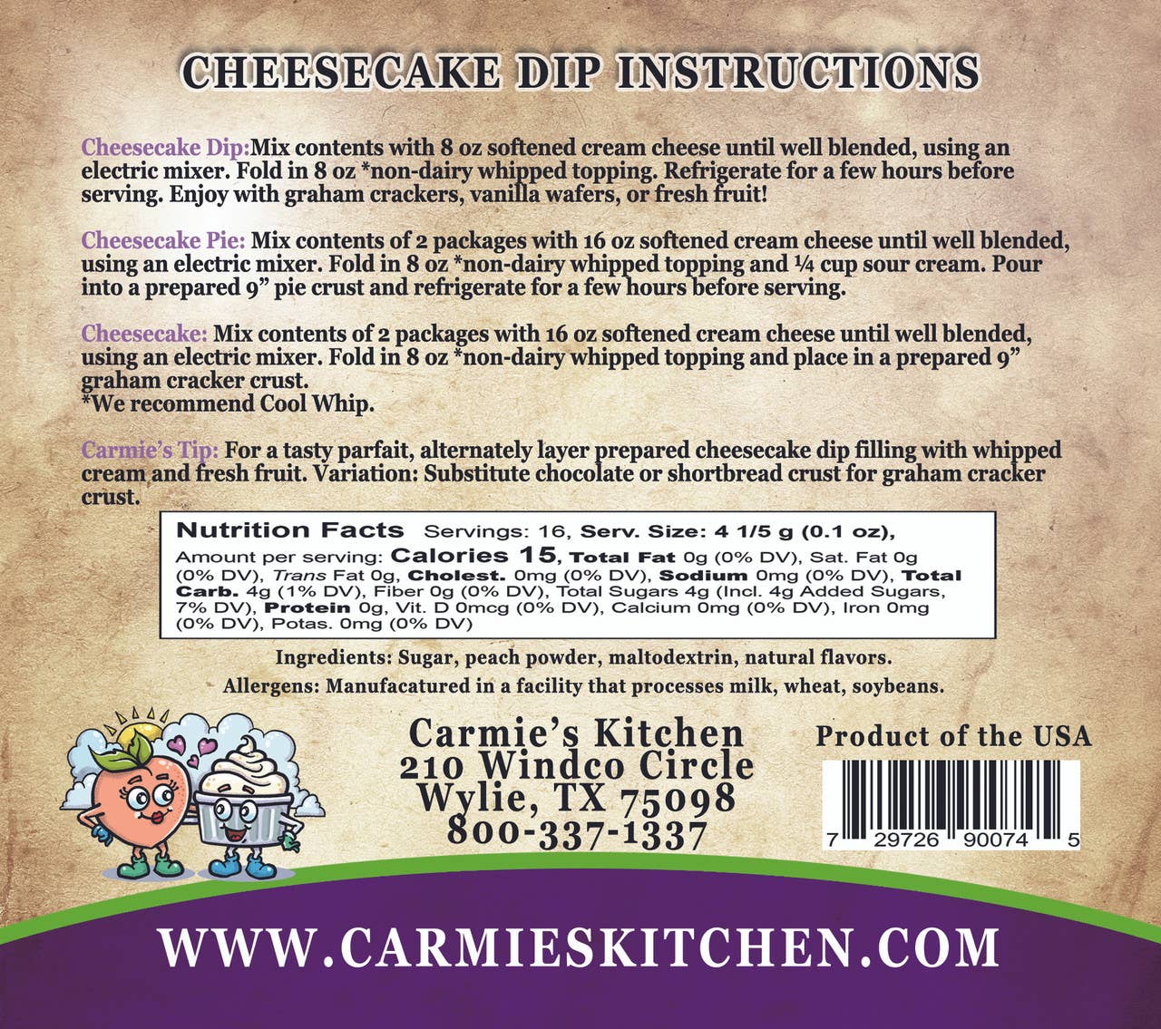 Peaches N' Cream Cheesecake Mix