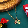 Cluster Christmas Tree and Heart Charm Necklace