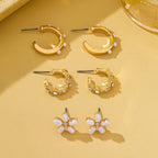 Pearl Stud & Hoop Trio Earrings
