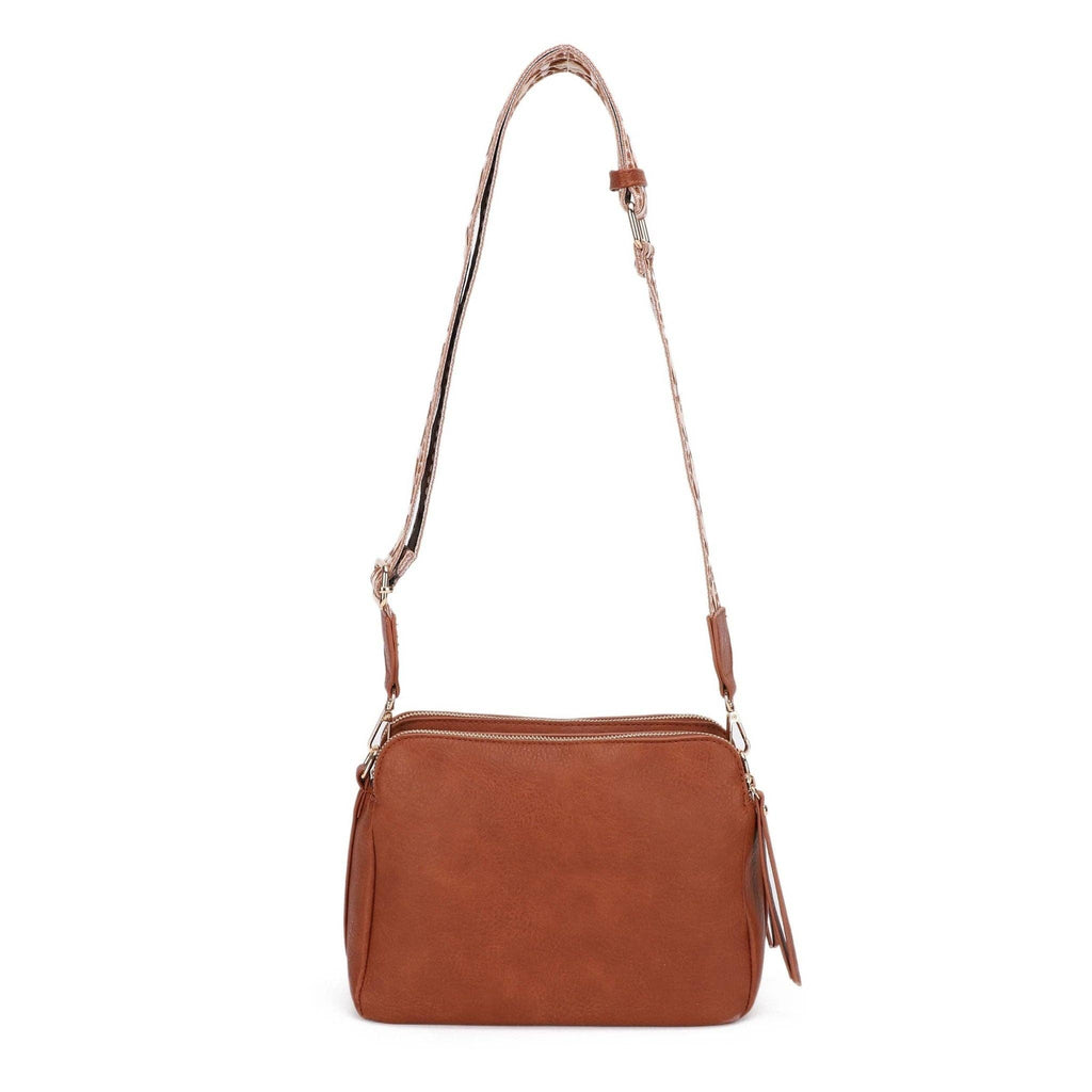 Mila 3 Compartment Crossbody Bag With Guitar Strap