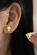 Tiny Ridge Cross Earrings